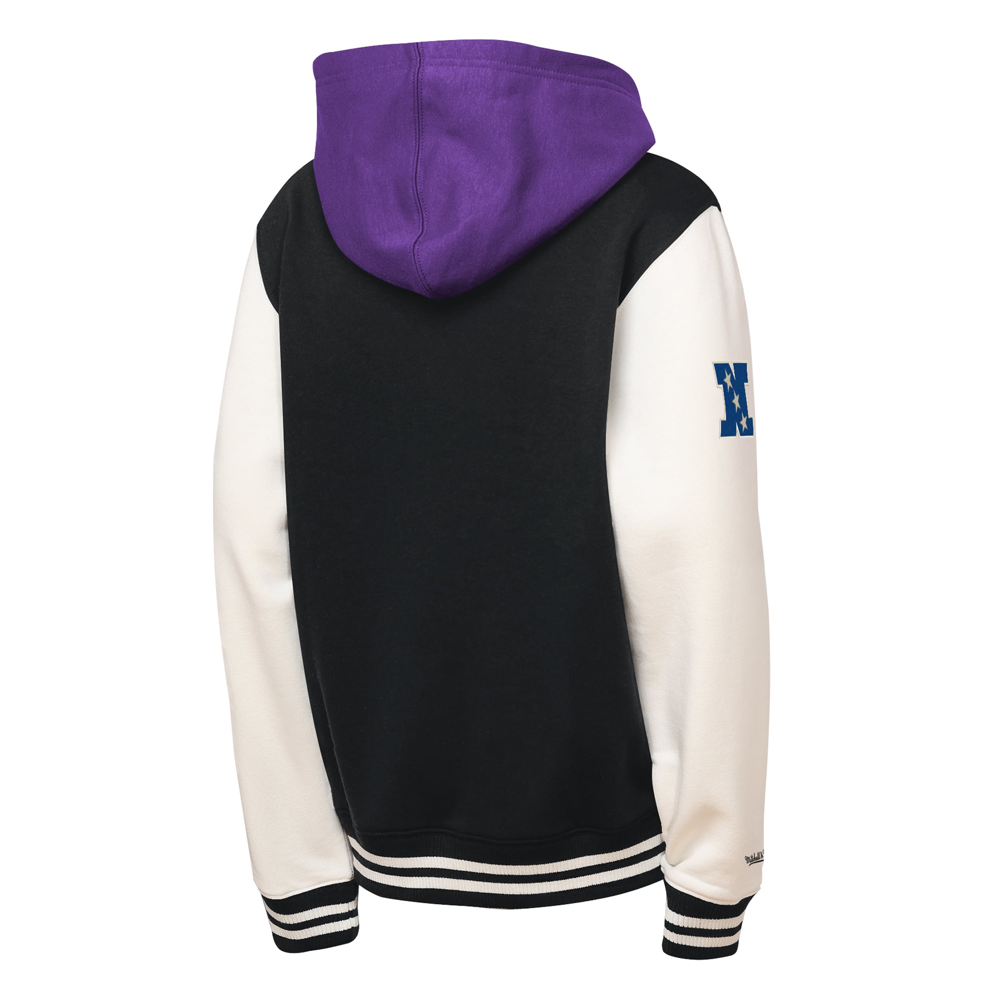 Veste polaire Mitchell & Ness Court Side pour enfant, noire, Minnesota Vikings, à boutons-pression.