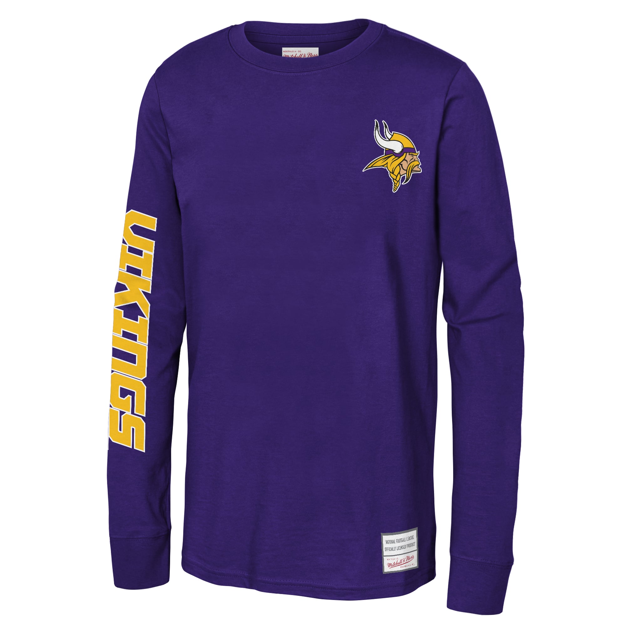 T-shirt à manches longues Mitchell & Ness Triple Play violet Minnesota Vikings pour jeunes