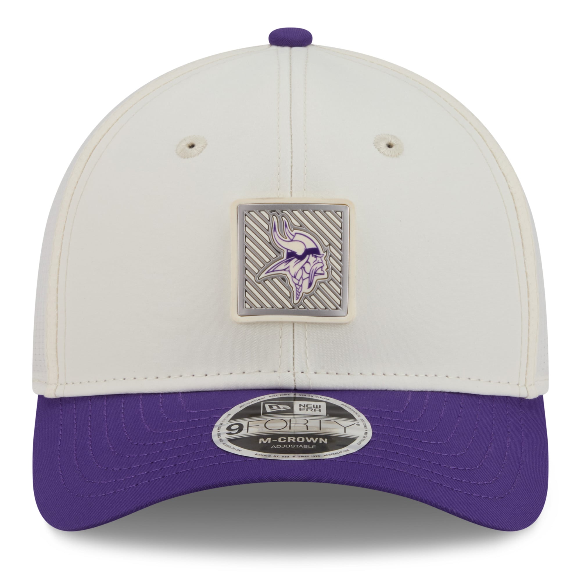 Youth New Era Cream/Purple Minnesota Vikings 2026 Training Camp 9FORTY M-Crown Adjustable Hat