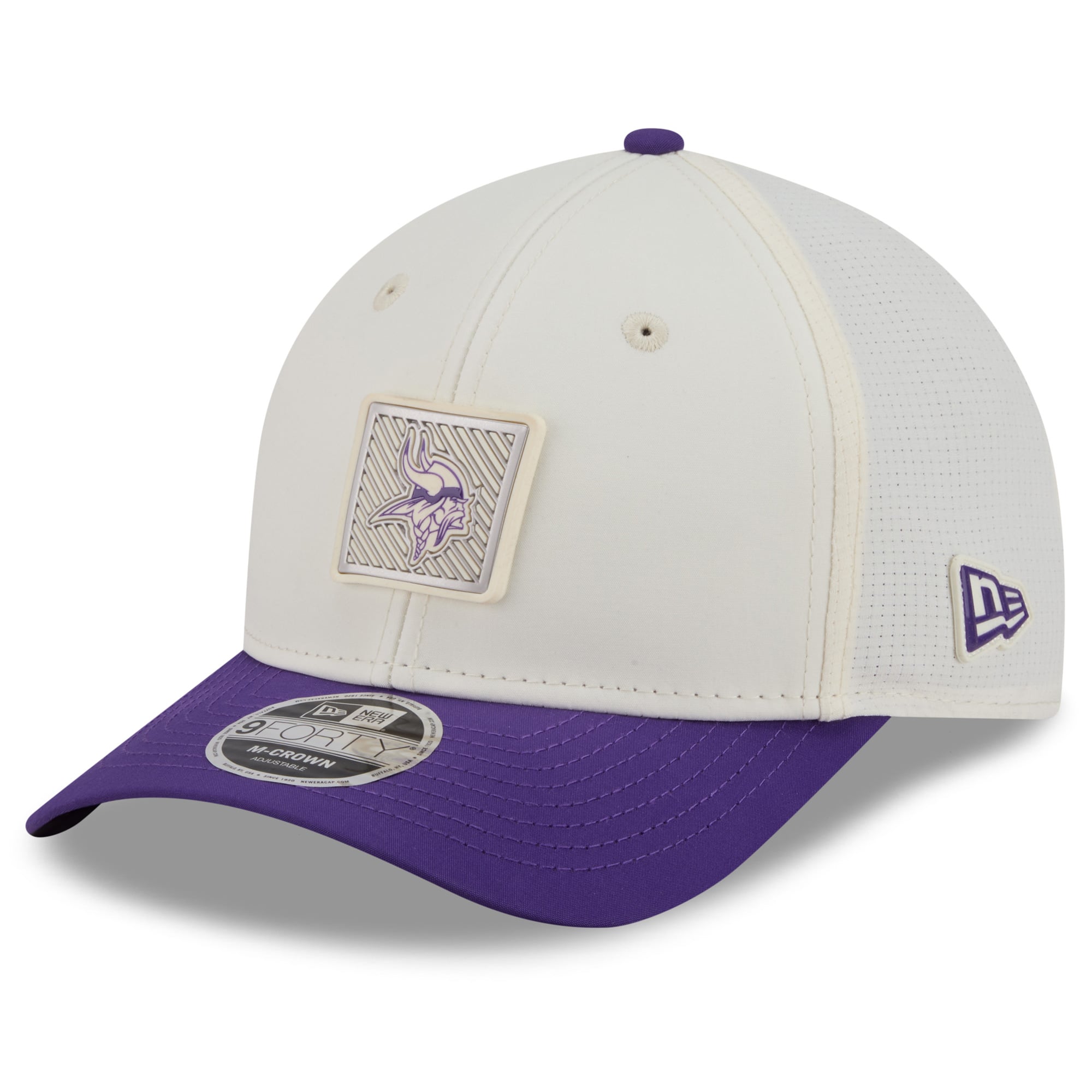 Youth New Era Cream/Purple Minnesota Vikings 2026 Training Camp 9FORTY M-Crown Adjustable Hat