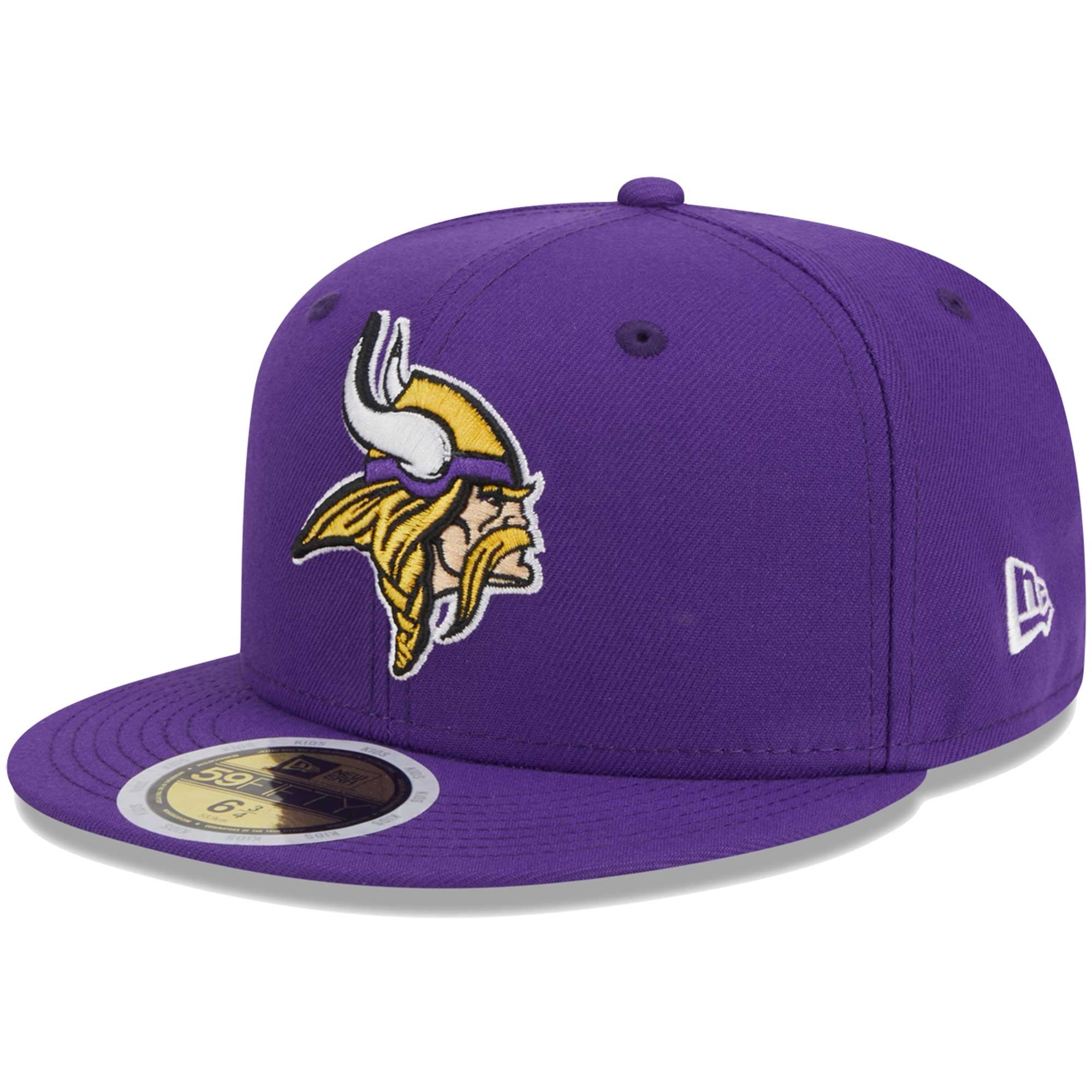 Casquette ajustée New Era 59FIFTY violette pour jeunes, motif Minnesota Vikings.