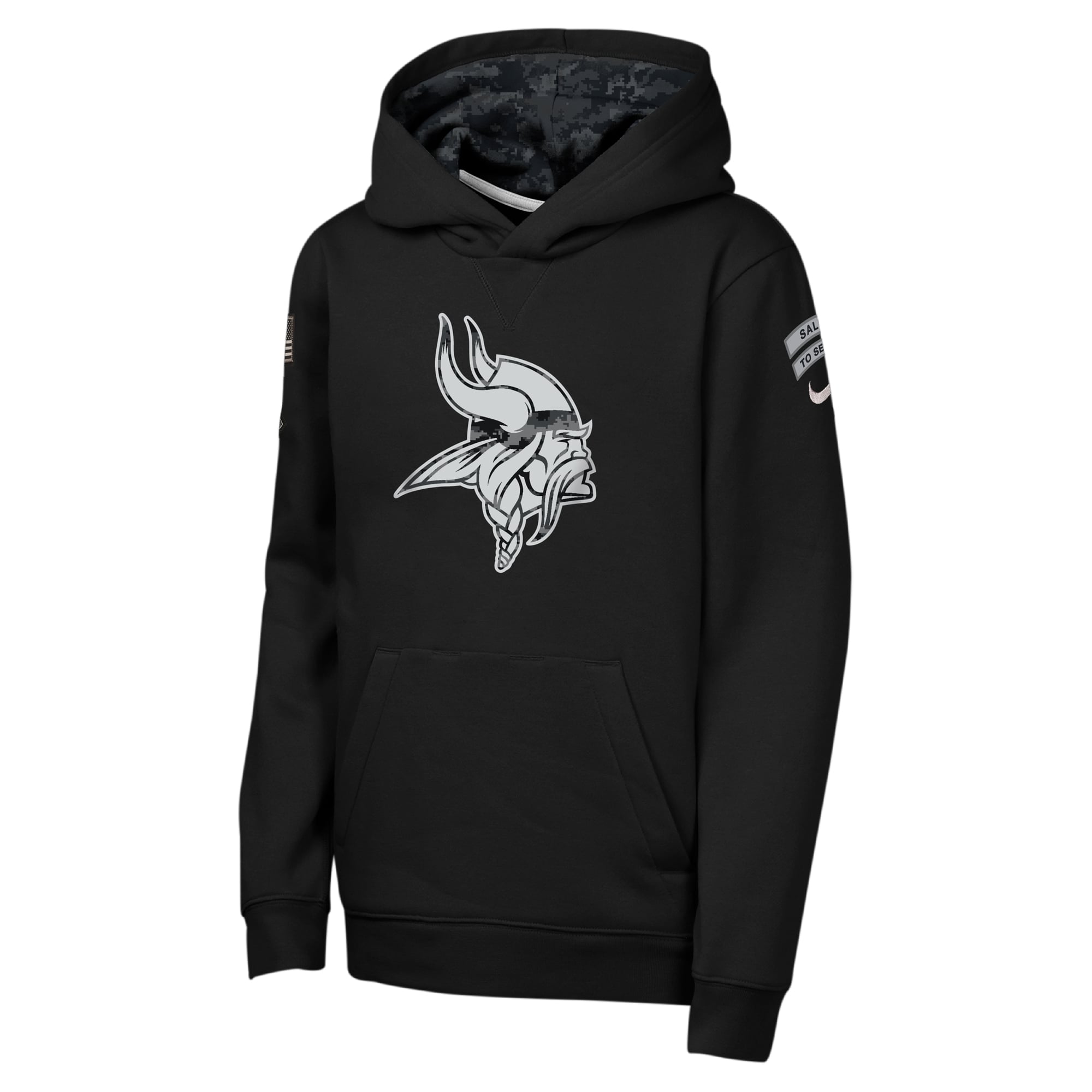 Sweat à capuche polaire Nike noir Minnesota Vikings 2026 Salute to Service Club pour jeunes