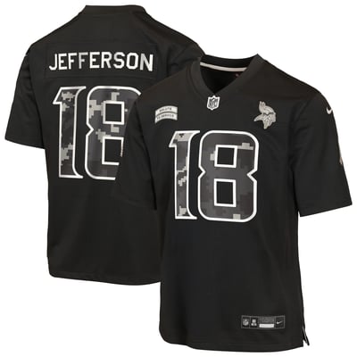 Justin Jefferson Minnesota Vikings Nike Youth 2026 Salute to Service Game Jersey  - Black
