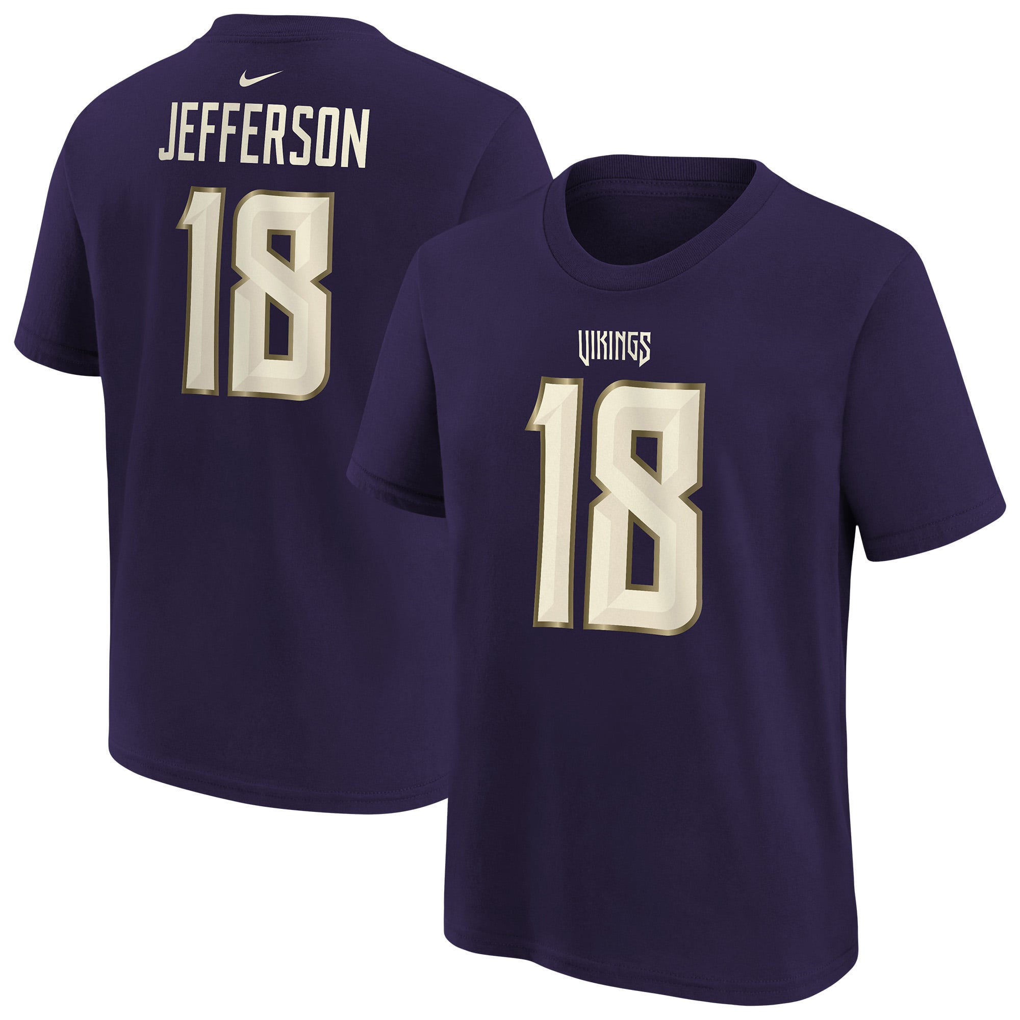Youth Nike Justin Jefferson Purple Minnesota Vikings 2026 Rivalries Collection Name & Number T-Shirt