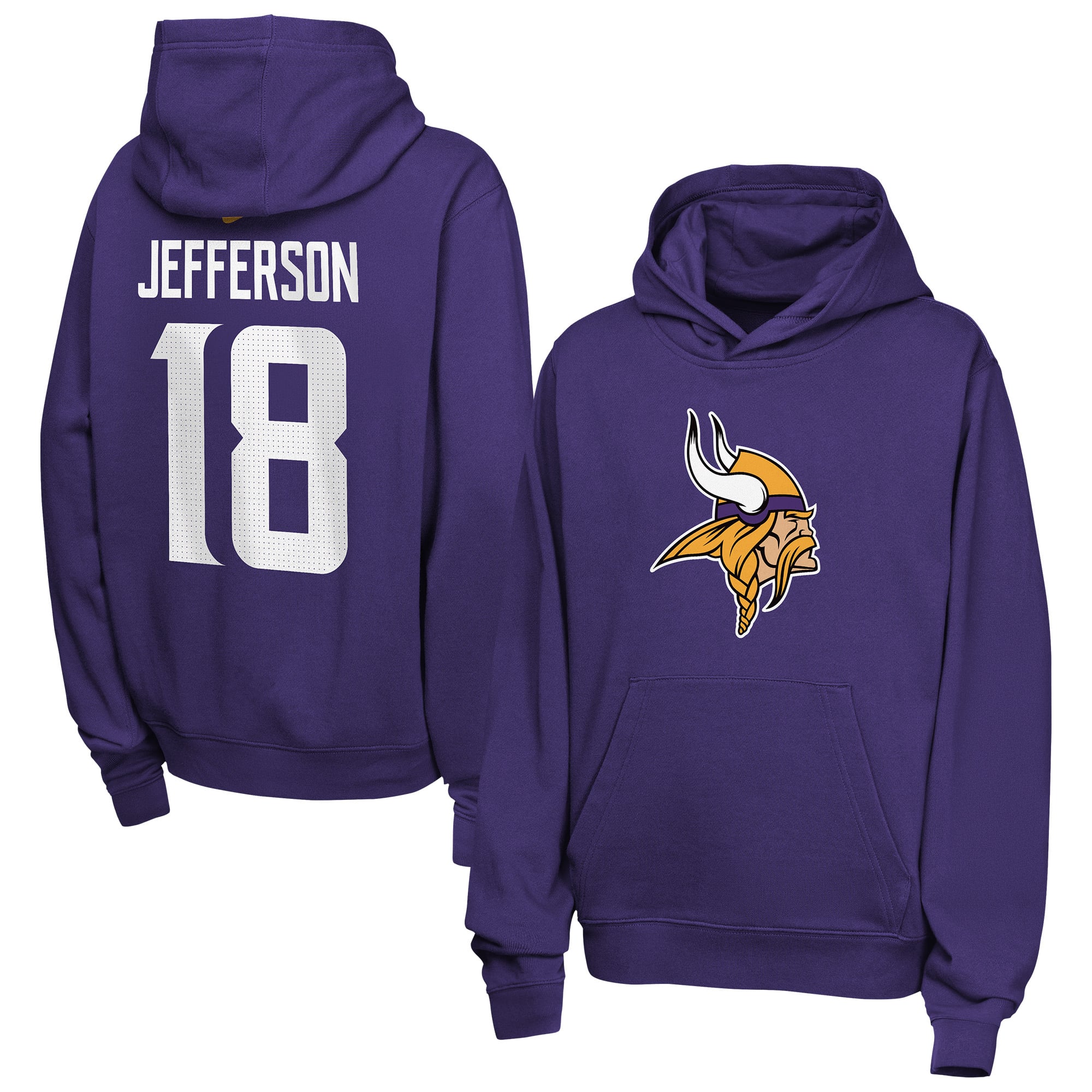 Youth Nike Justin Jefferson Purple Minnesota Vikings Name & Number Club Fleece Hoodie
