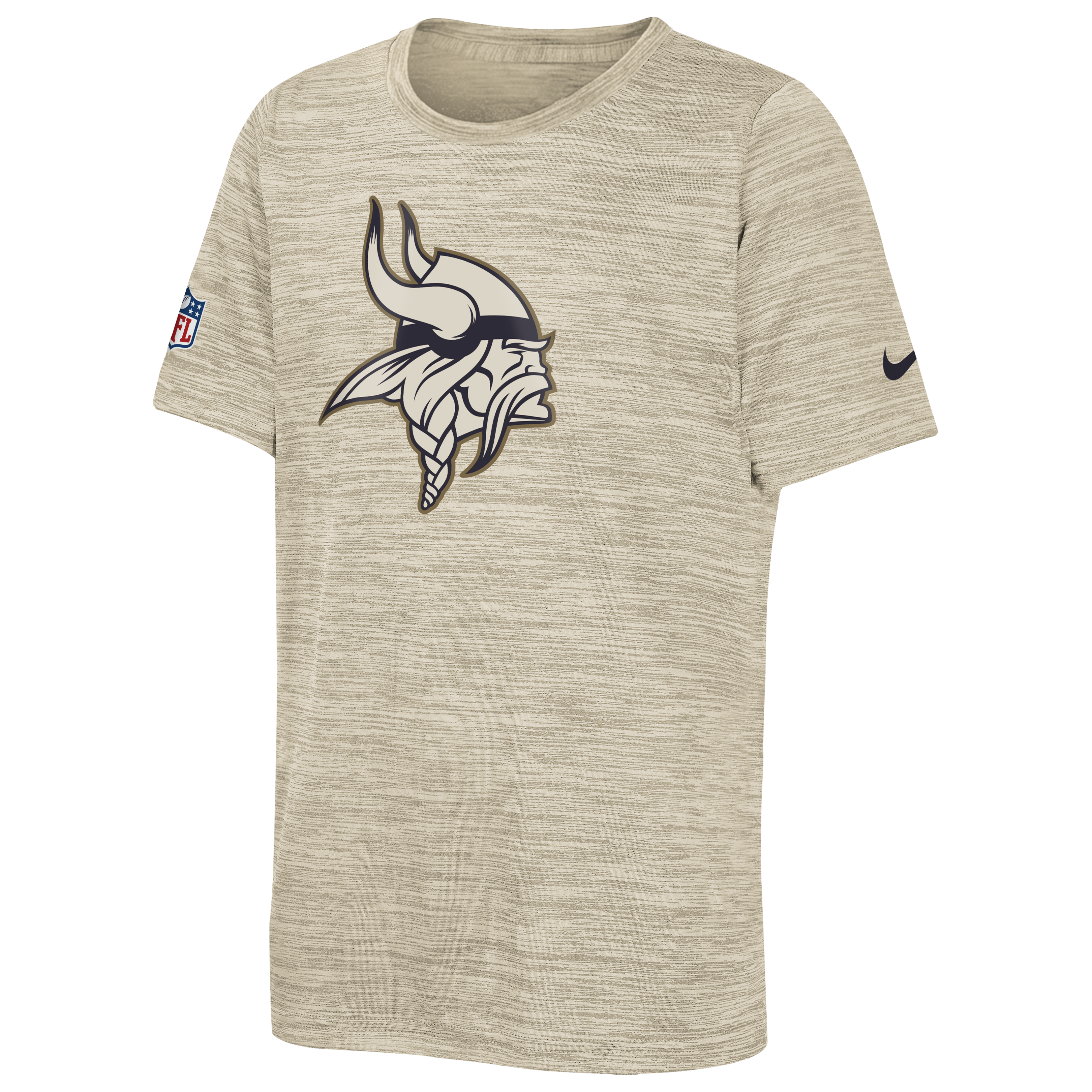 T-shirt Nike Sideline Velocity pour jeunes, collection Minnesota Vikings 2026, couleur naturelle.