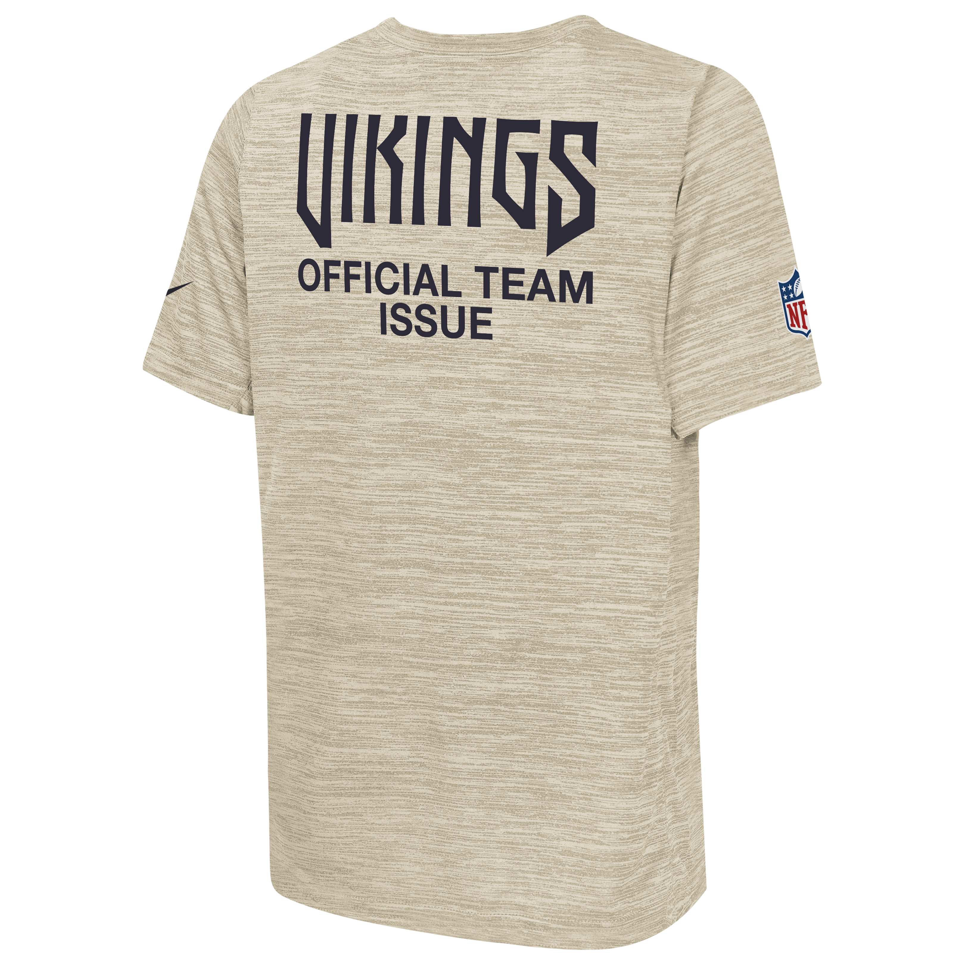 T-shirt Nike Sideline Velocity pour jeunes, collection Minnesota Vikings 2026, couleur naturelle.