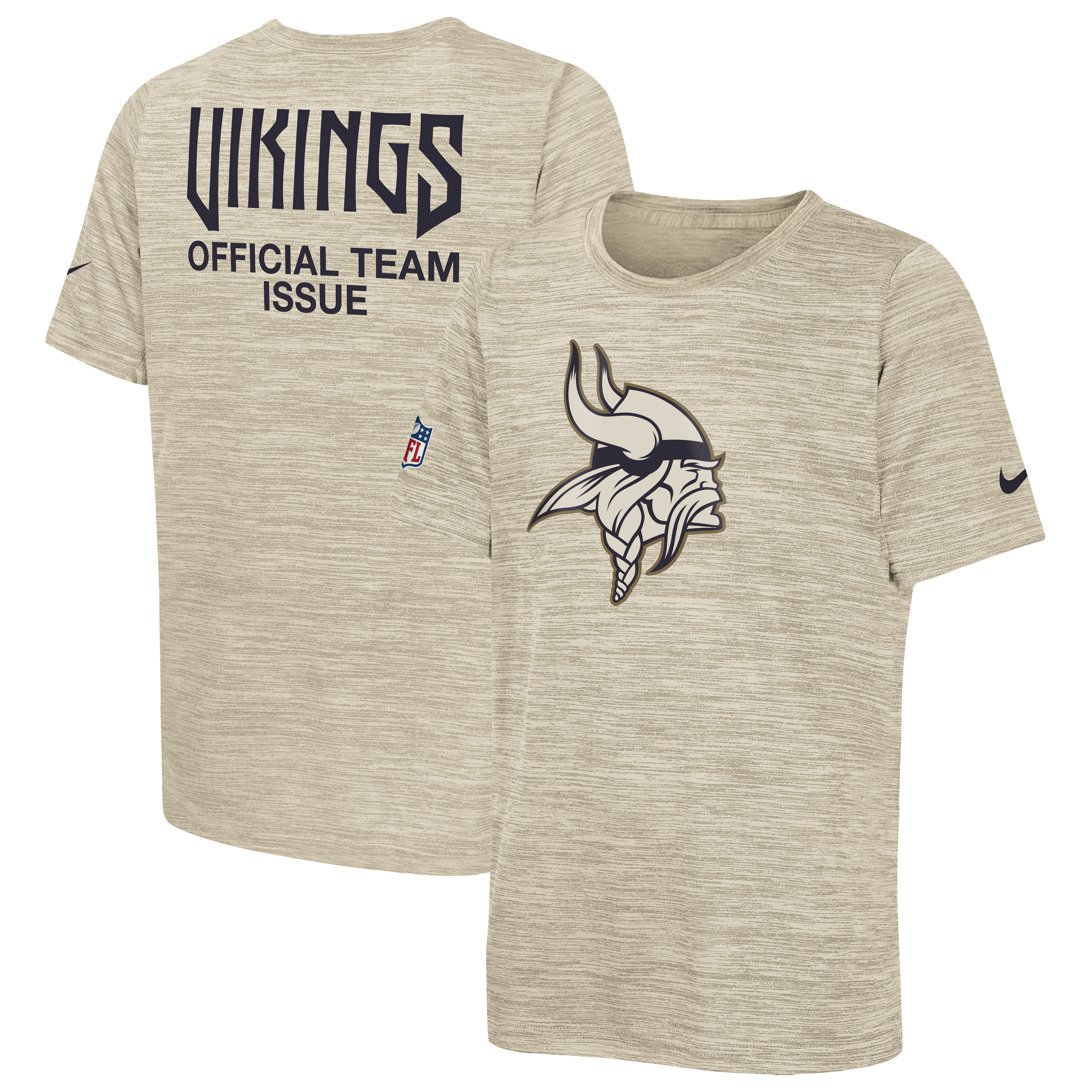 Youth Nike Natural Minnesota Vikings 2026 Rivalries Collection Sideline Velocity T-Shirt