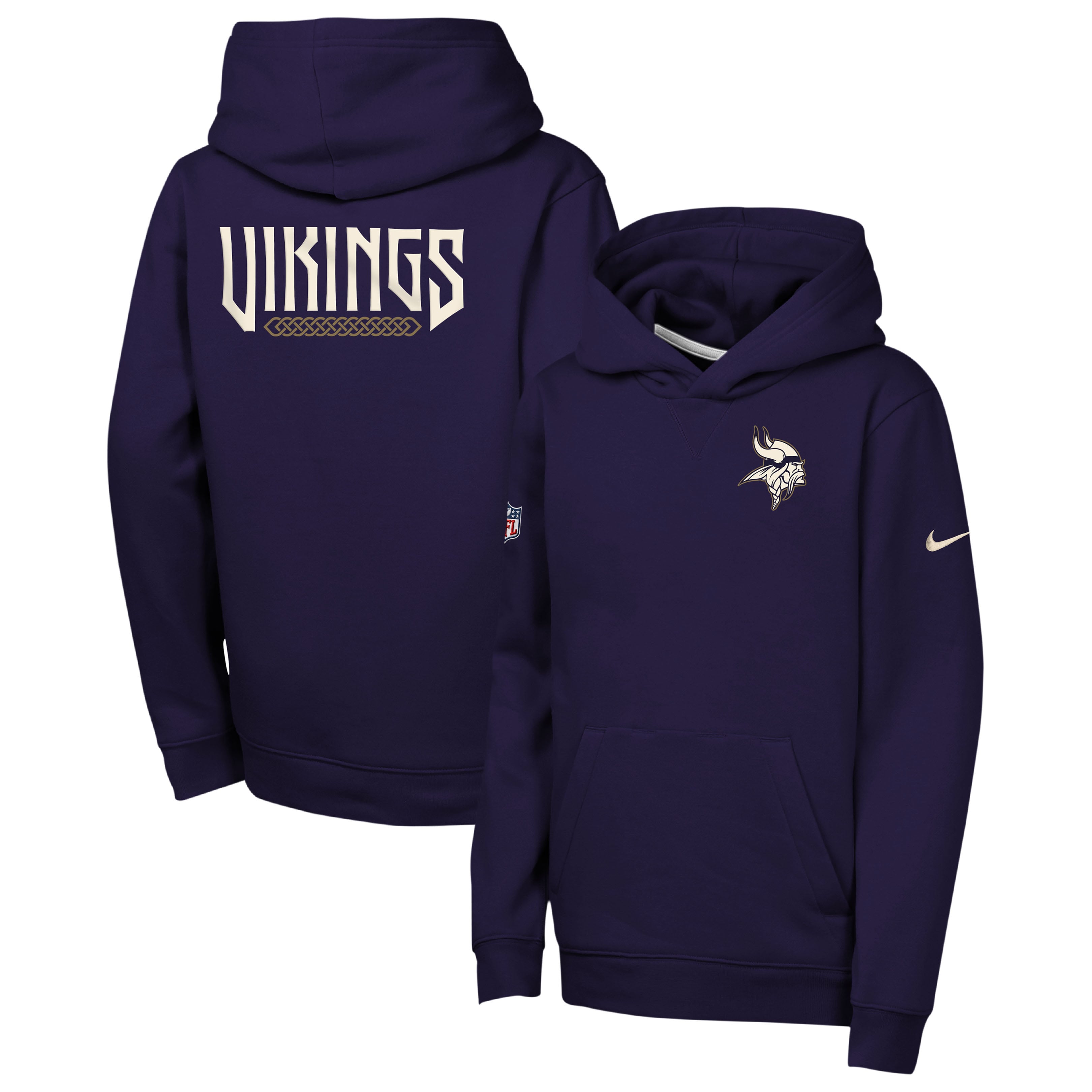 Youth Nike  Purple Minnesota Vikings 2026 Rivalries Collection Sideline Club Fleece Pullover Hoodie