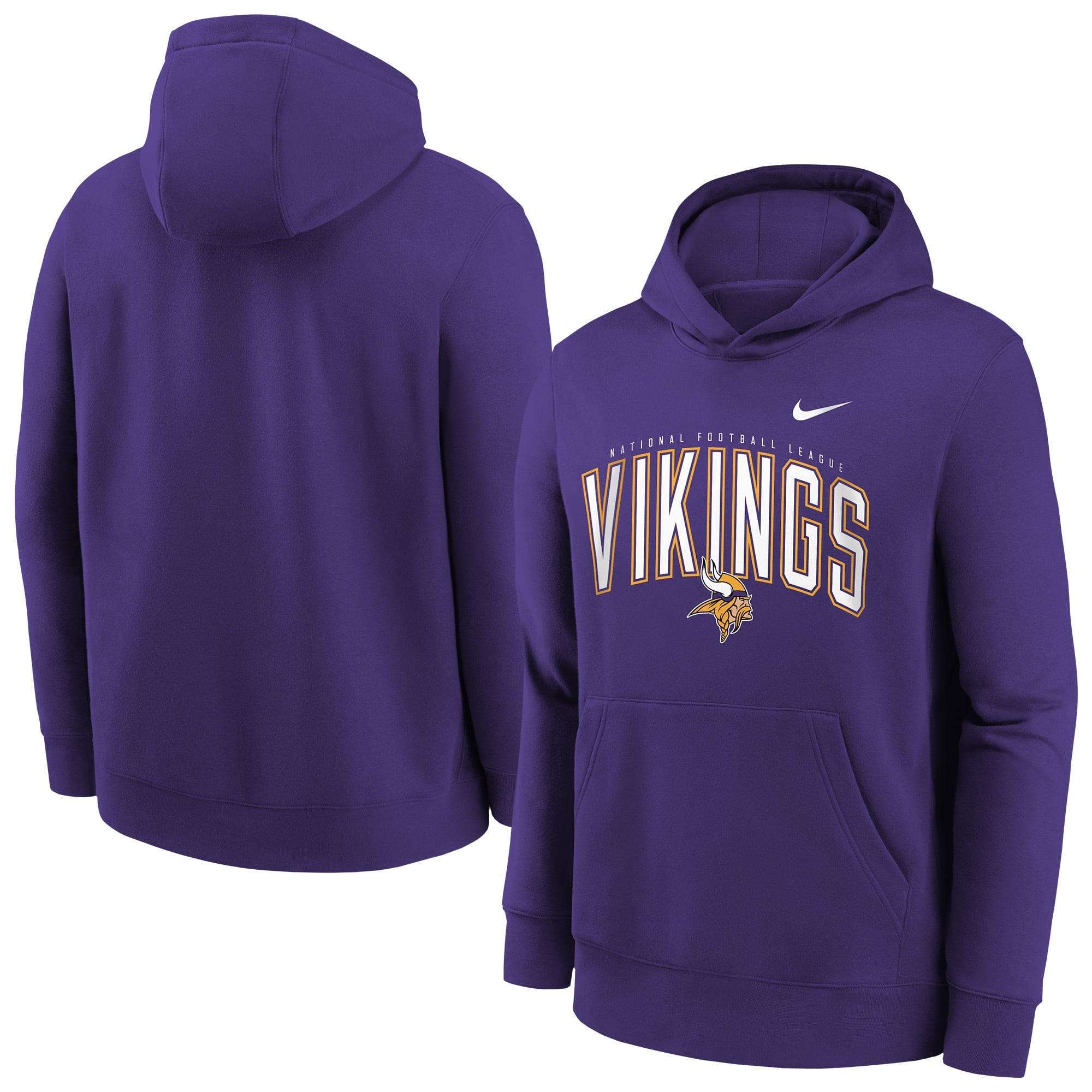 Youth Nike Purple Minnesota Vikings Logo Arch Fleece Hoodie