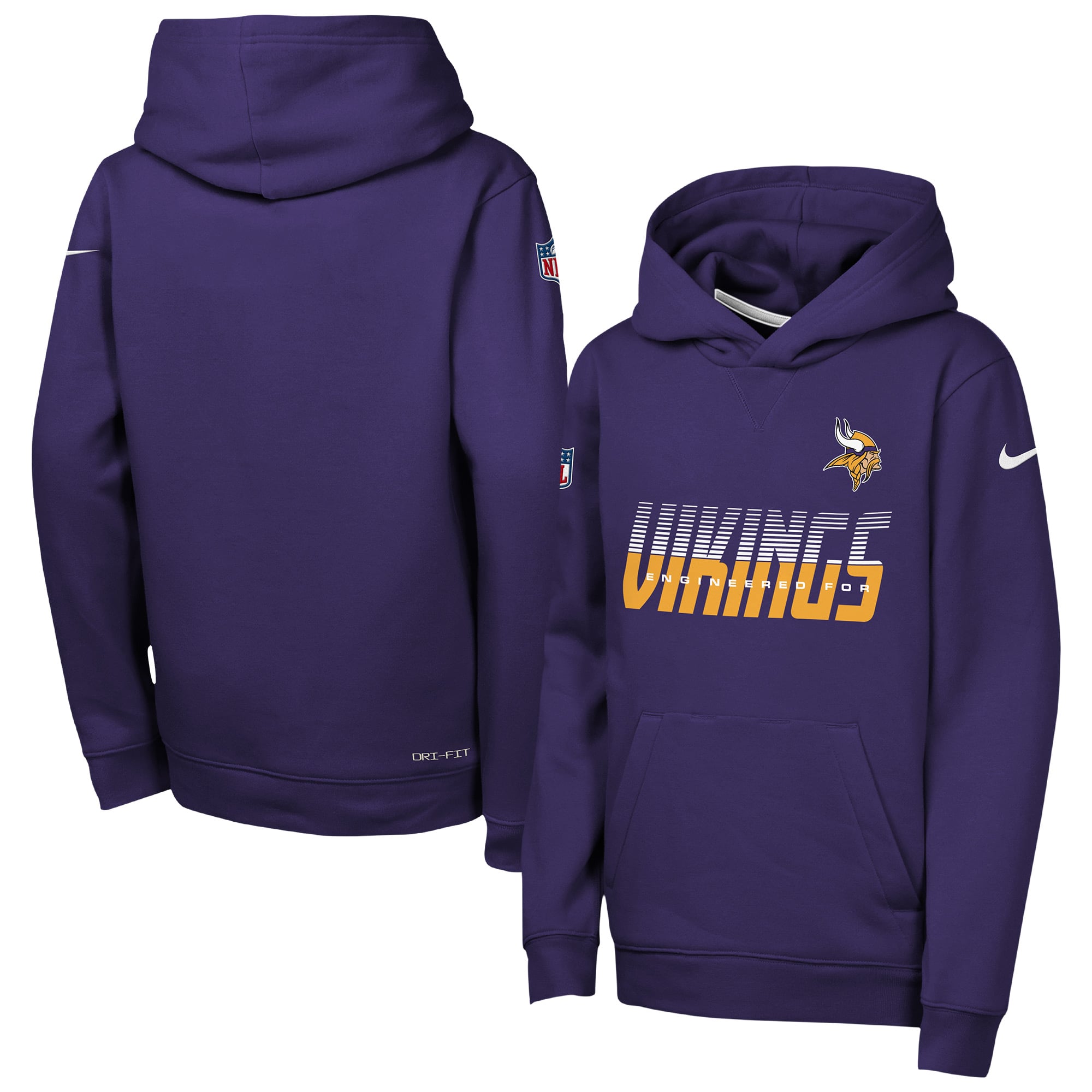 Sweat à capuche Nike Dri-FIT violet Minnesota Vikings pour enfant