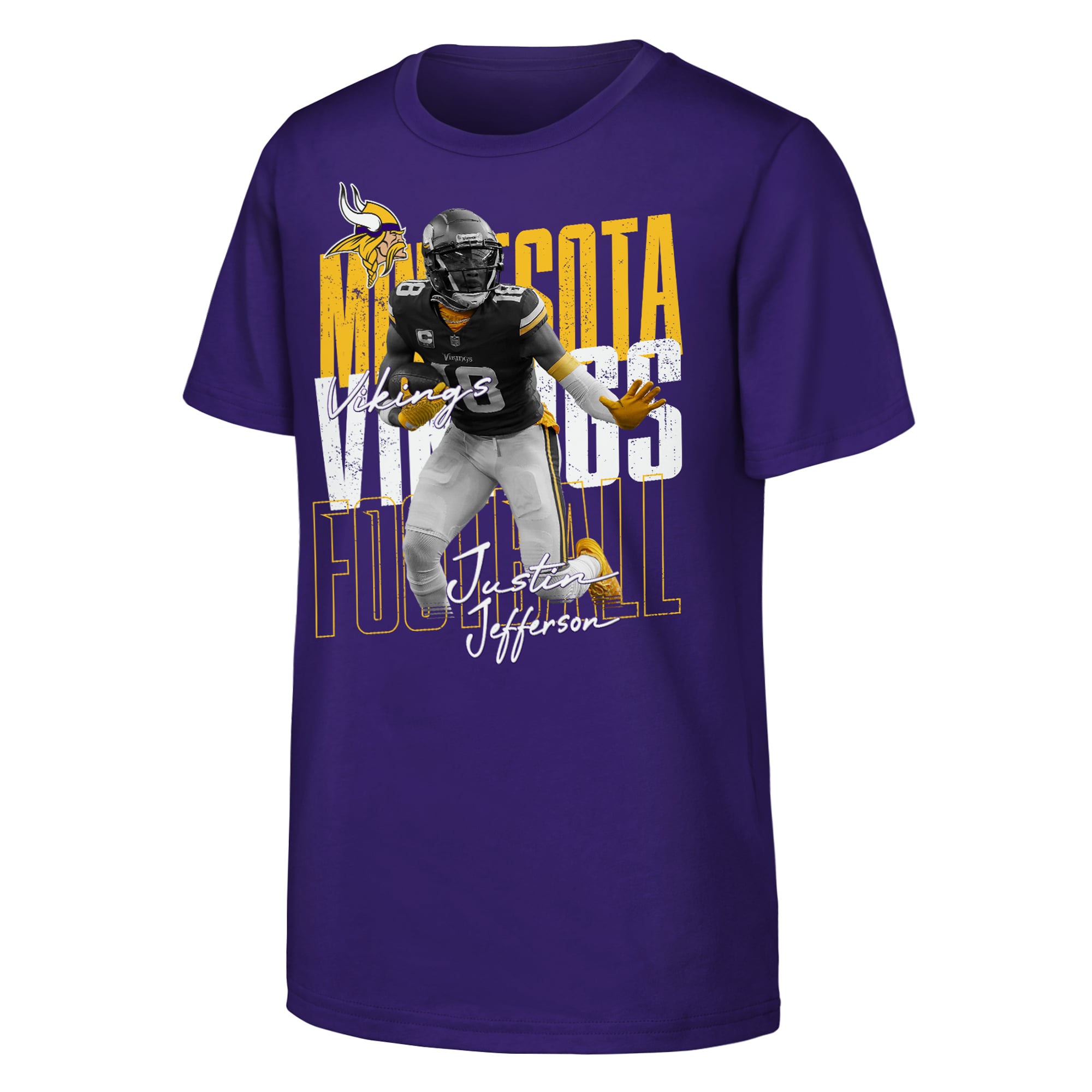 T-shirt Youth Outerstuff Justin Jefferson violet Minnesota Vikings Legendary Player Card