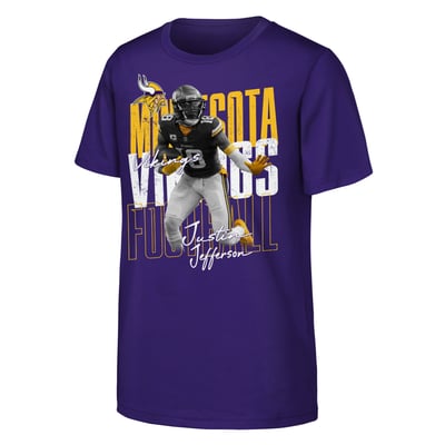 Justin Jefferson Minnesota Vikings Outerstuff Youth Legendary Player Card T-Shirt - Purple