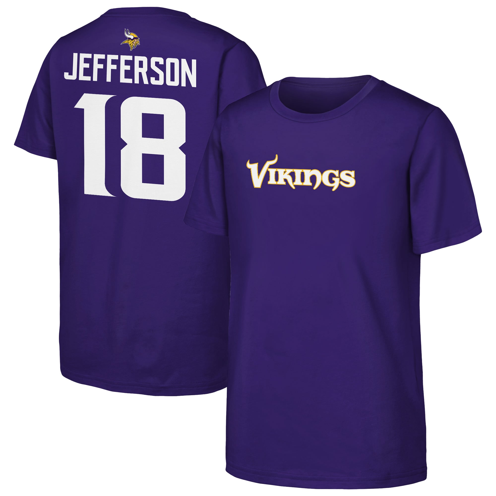 Youth Outerstuff Justin Jefferson Purple Minnesota Vikings Name & Number T-Shirt