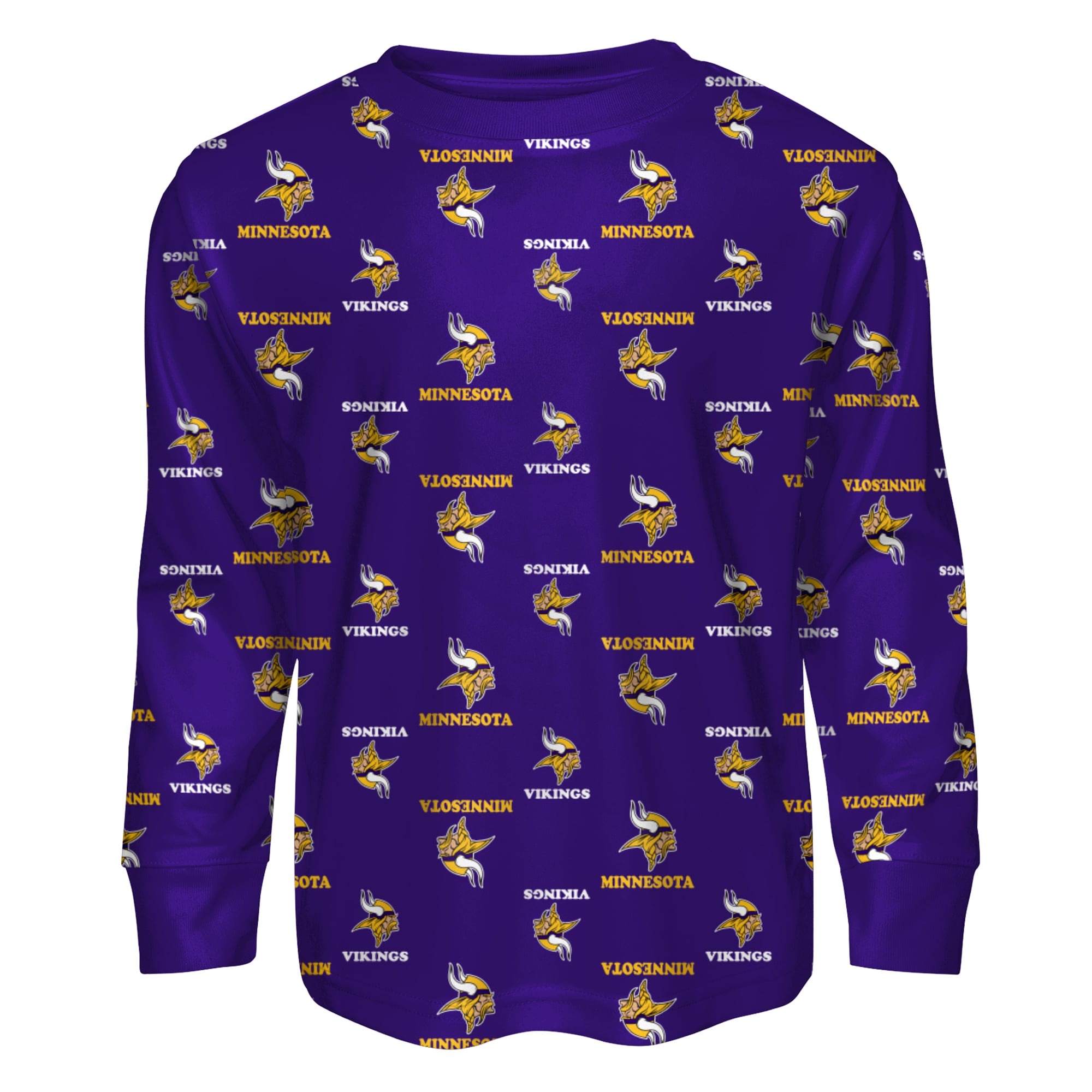 Youth Outerstuff Purple Minnesota Vikings All-Over-Print Long Sleeve T-Shirt and Pants Sleep Set