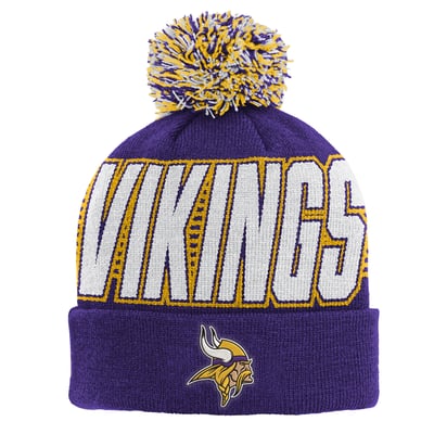 Minnesota Vikings Outerstuff Youth Cuffed Knit Hat with Pom - Purple