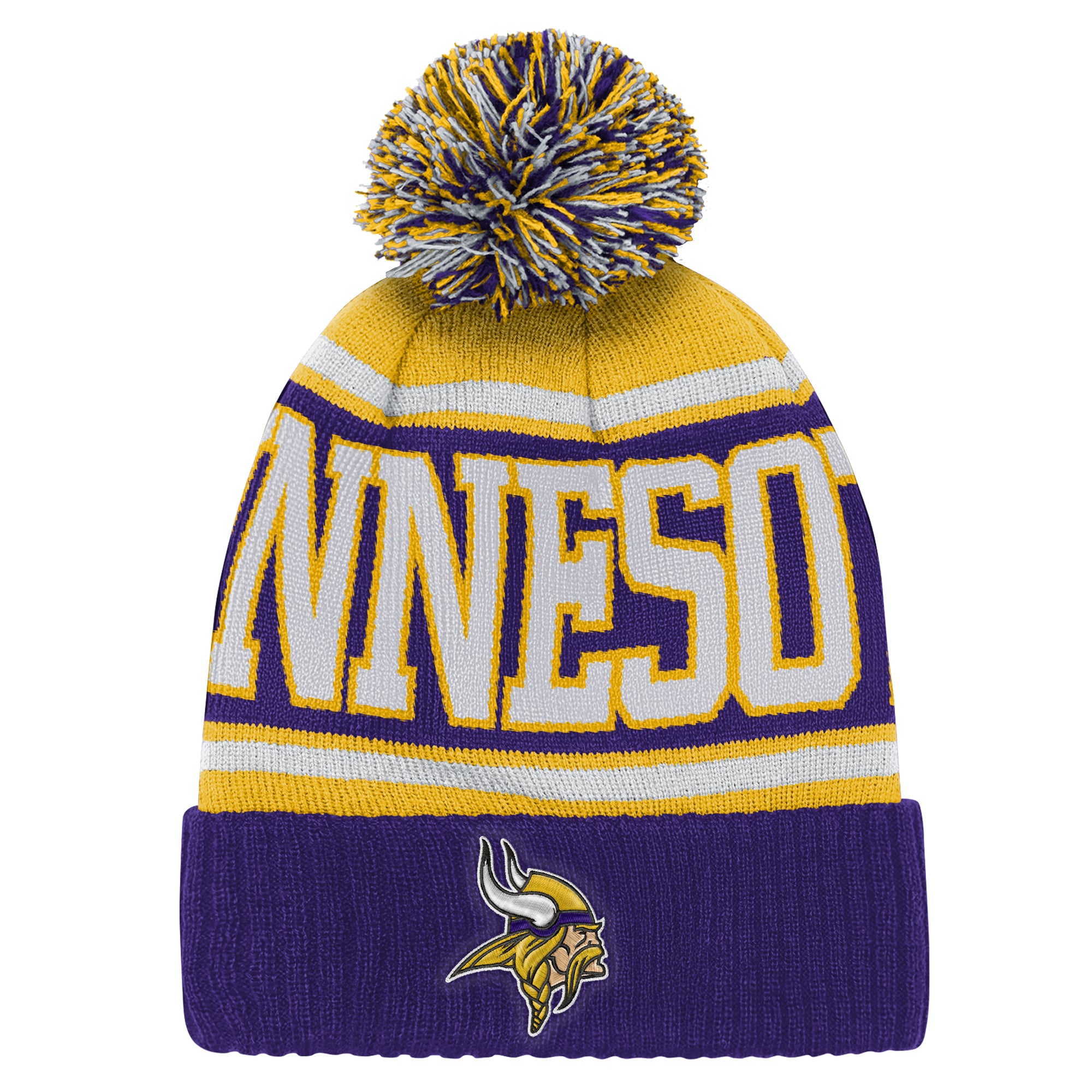 Youth Outerstuff Purple Minnesota Vikings True Edge Cuffed Knit Hat with Pom