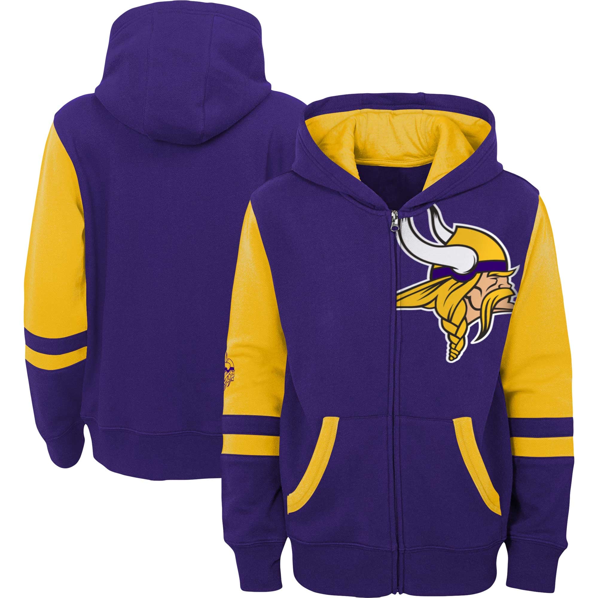 Chandail à capuchon glissière pleine longueur violet Minnesota Vikings pour jeune