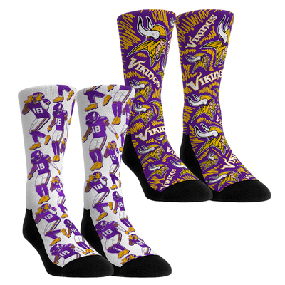 Justin Jefferson Minnesota Vikings Rock Em Youth 2-Pack Reverse Hurdle Crew Socks Set