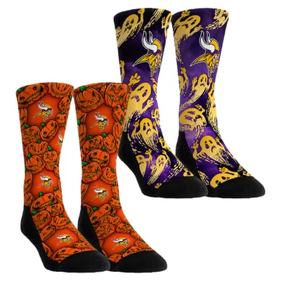  Minnesota Vikings Rock Em Youth Halloween Crew Socks 2-Pack Set - Orange