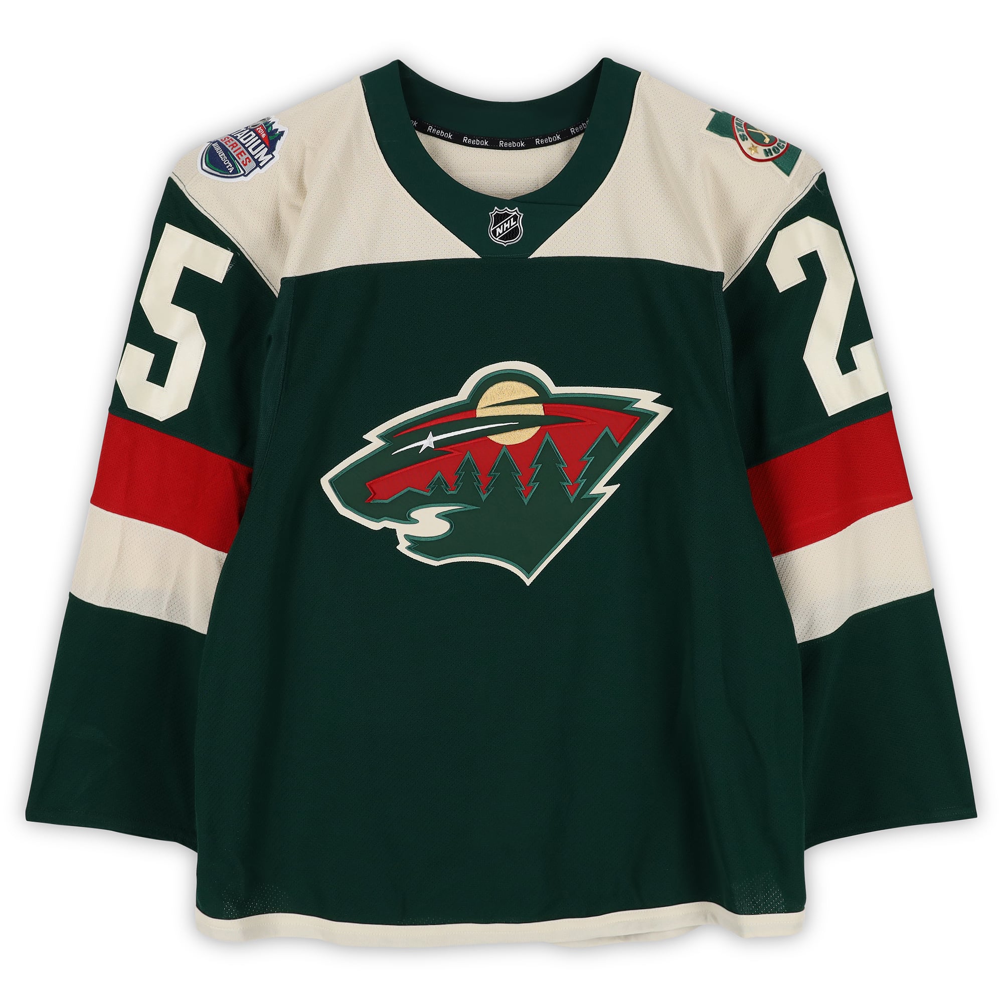 Jonas Brodin Minnesota Wild Player-Issued #25 Green Jersey vs. Minnesota Wild on February 21, 2016