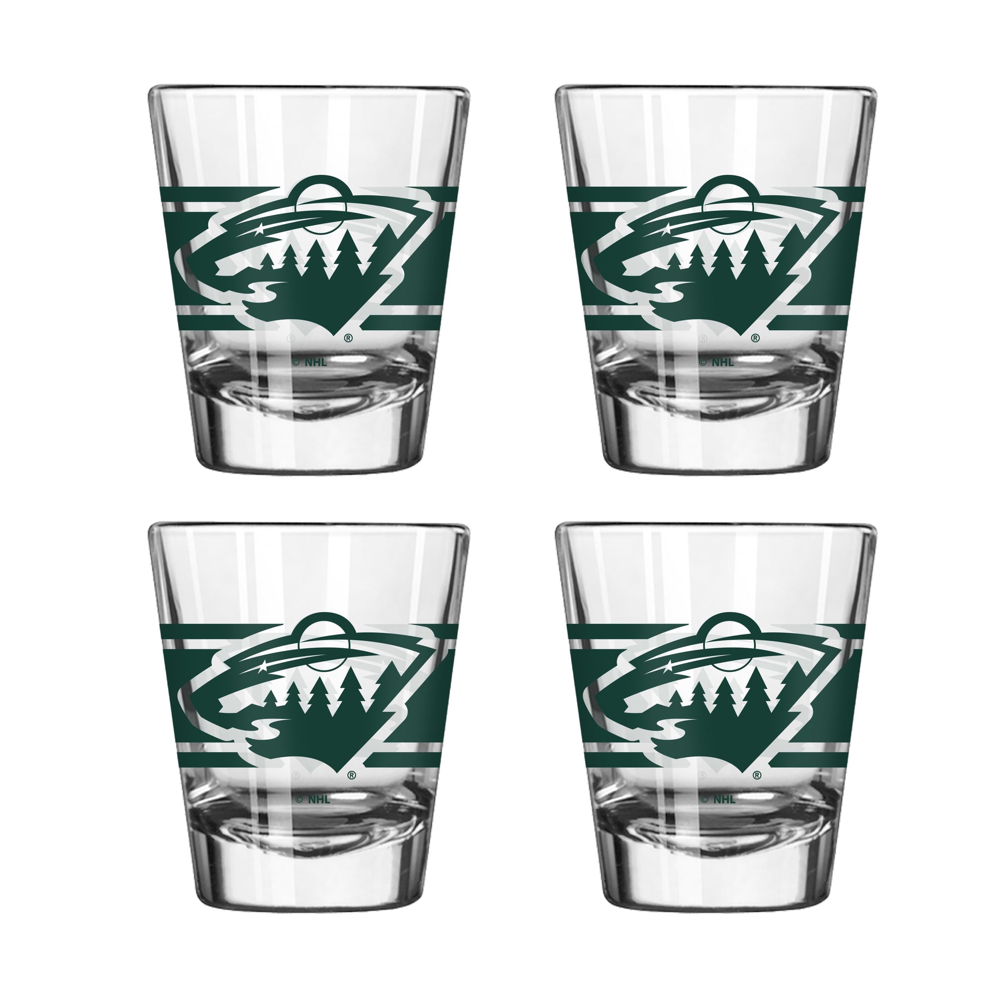 Ensemble de quatre verres à shot rayés Minnesota Wild de Logo Brands