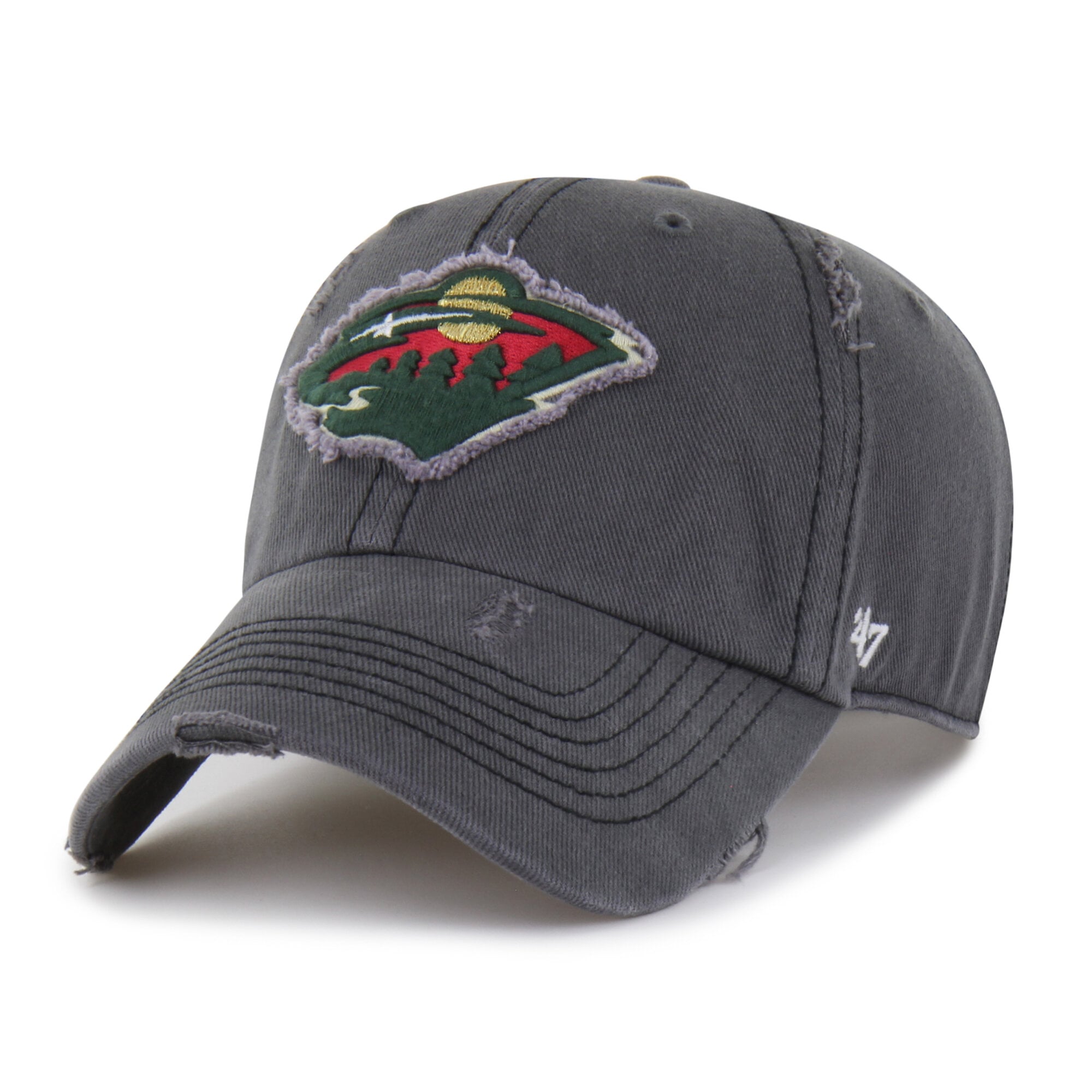 Men's '47  Charcoal Minnesota Wild Weathered Clean Up Adjustable Hat