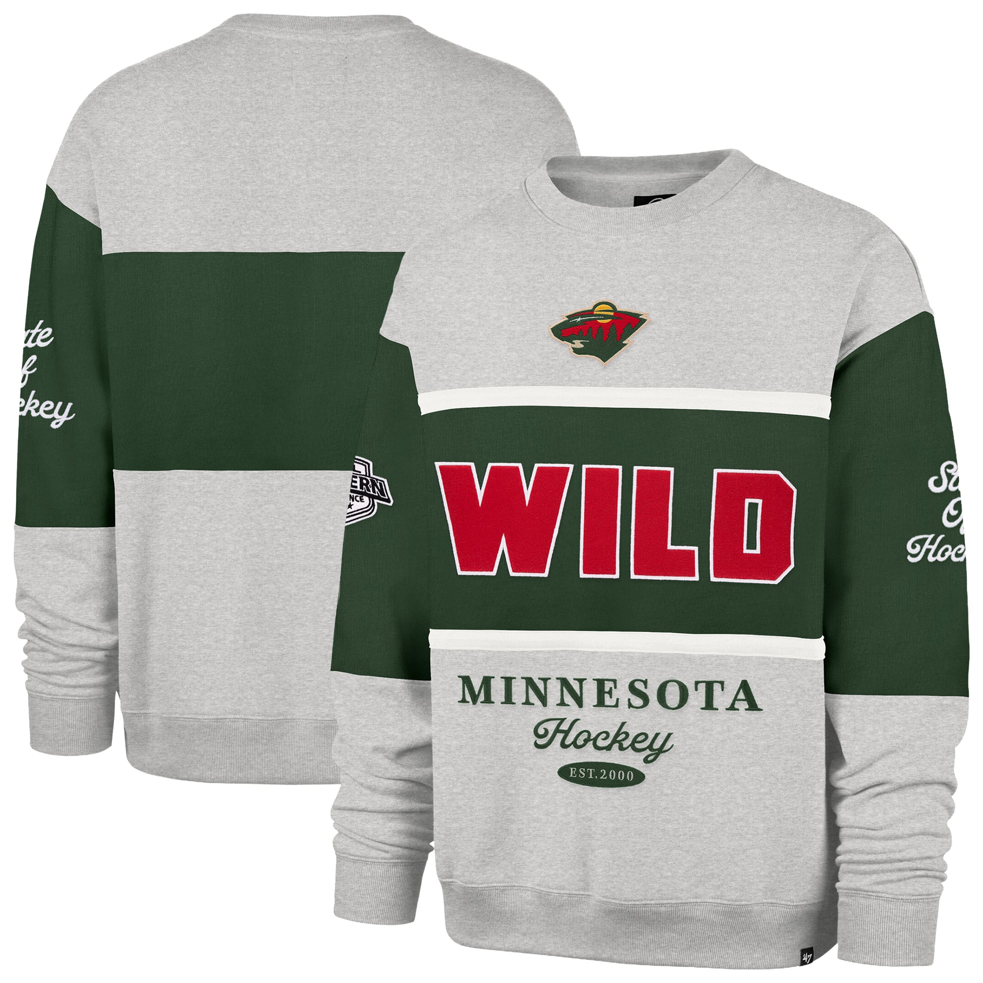 Sweat-shirt à col rond gris Minnesota Wild Fall Maximilist pour homme « 47 »