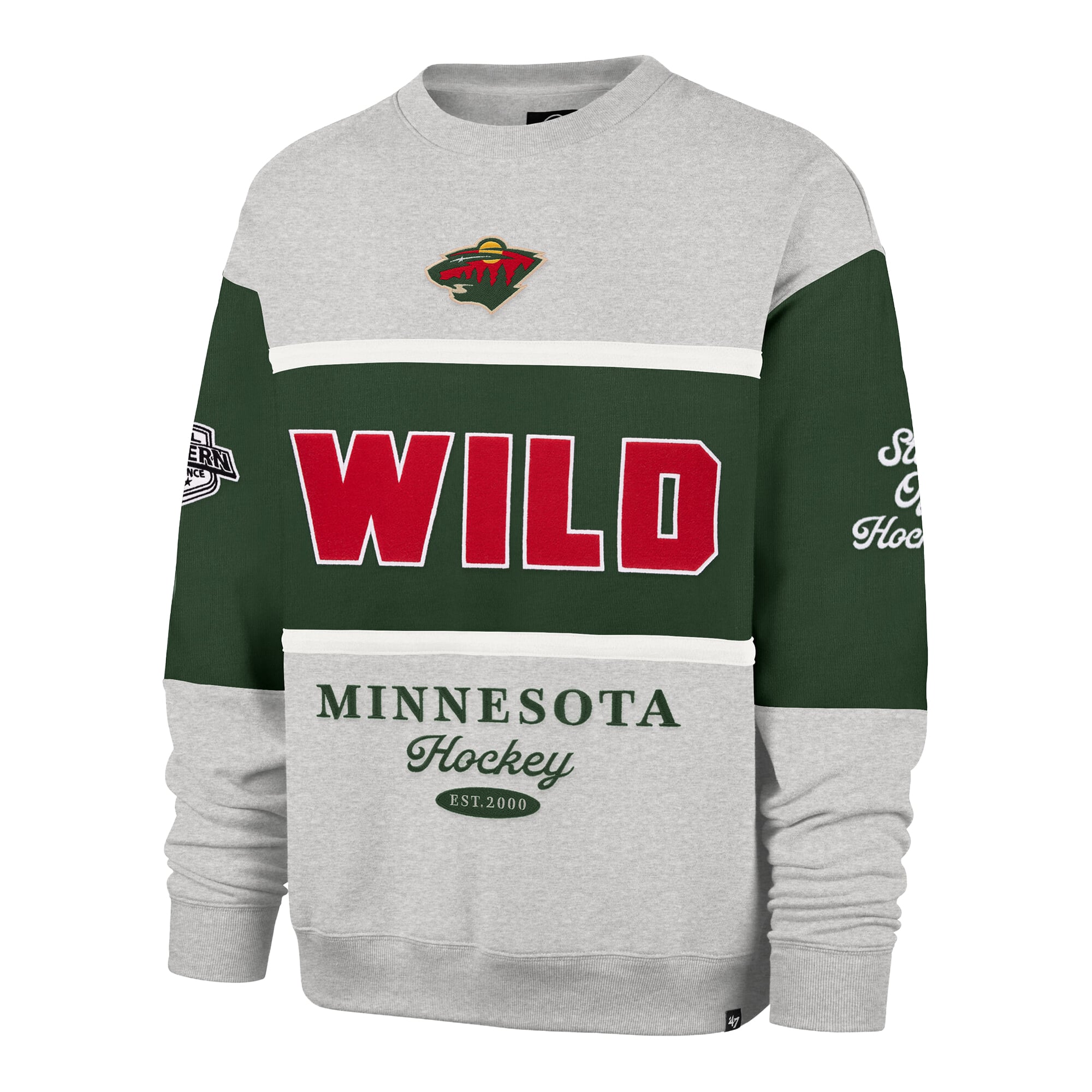 Sweat-shirt à col rond gris Minnesota Wild Fall Maximilist pour homme « 47 »