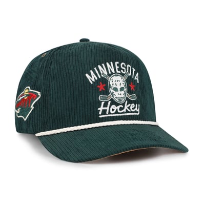 Men's Minnesota Wild '47 Green Hockey Mask Corduroy Rope Hitch Adjustable Hat
