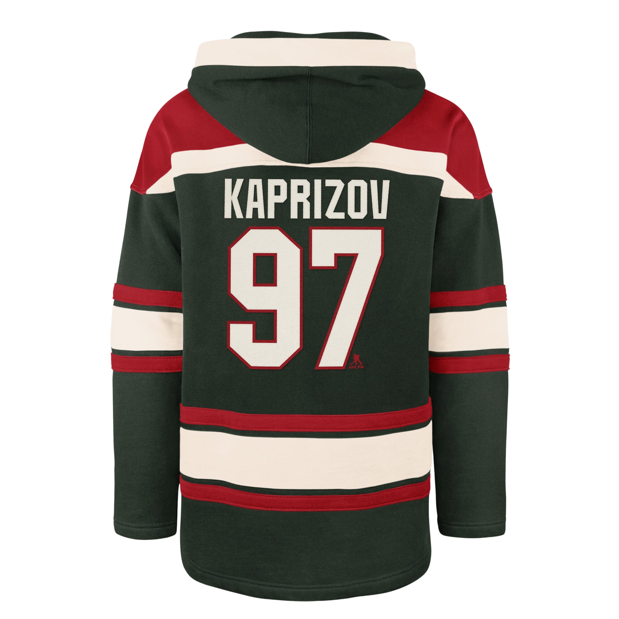 Men's '47 Kirill Kaprizov Green Minnesota Wild Player Name & Number Lacer Hoodie