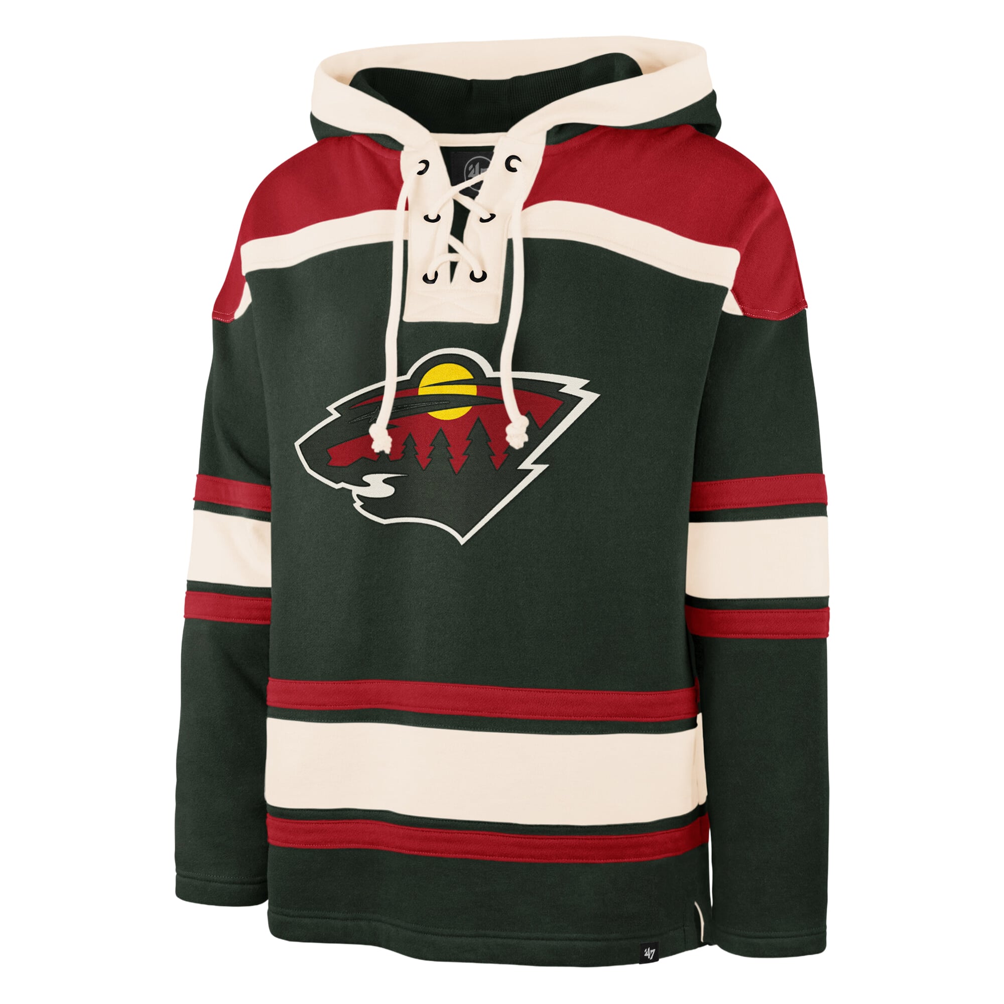 Men's '47 Quinn Hughes Green Minnesota Wild Player Name & Number Lacer Hoodie