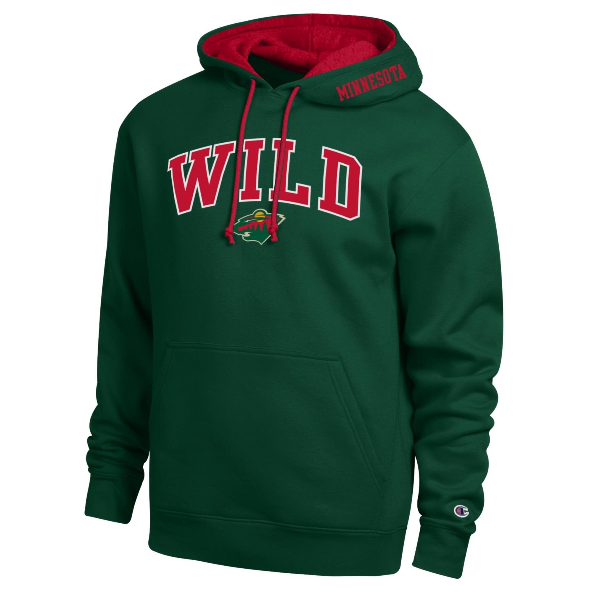 Men's Champion Green Minnesota Wild Contrast Hoodie