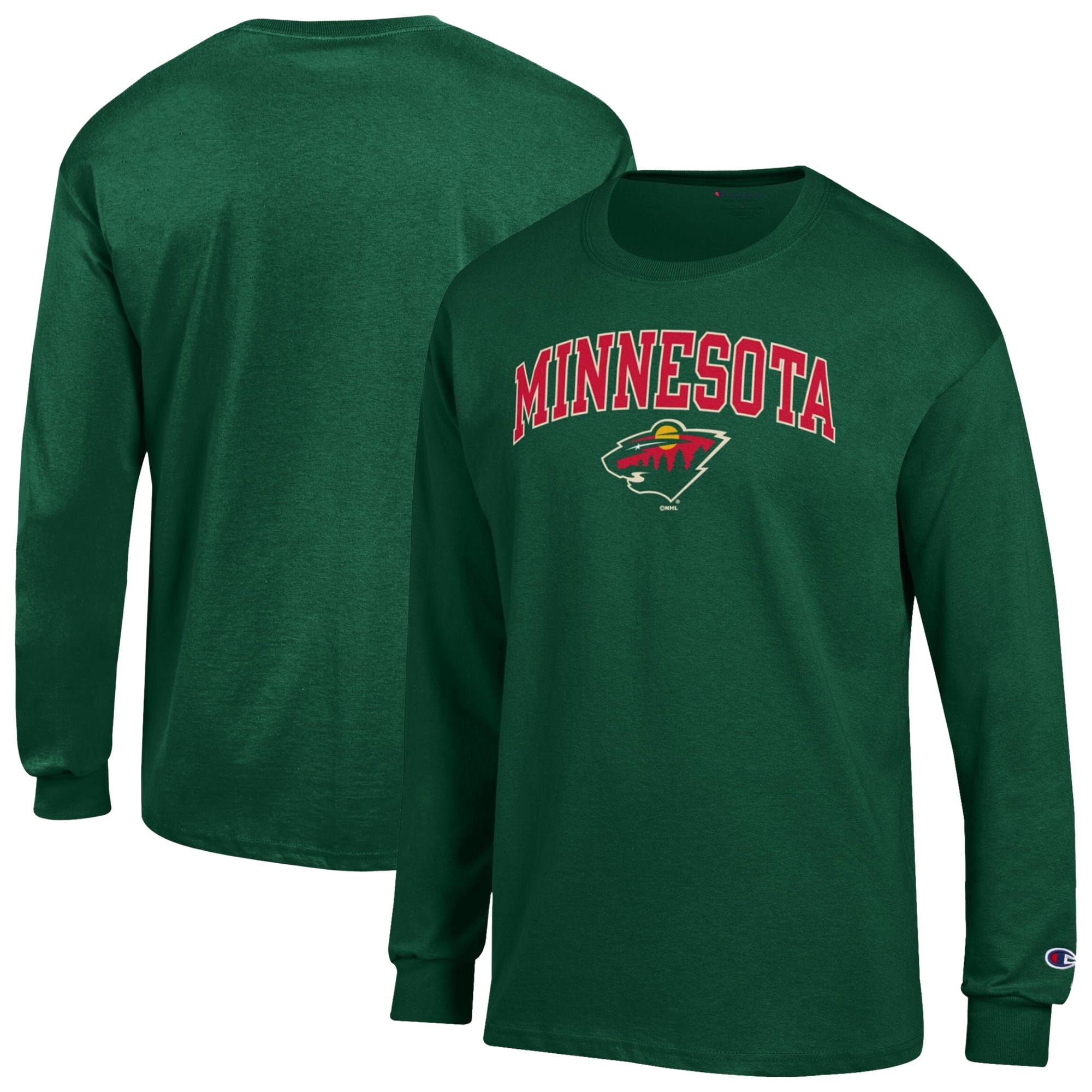 T-shirt à manches longues Champion vert Minnesota Wild pour homme