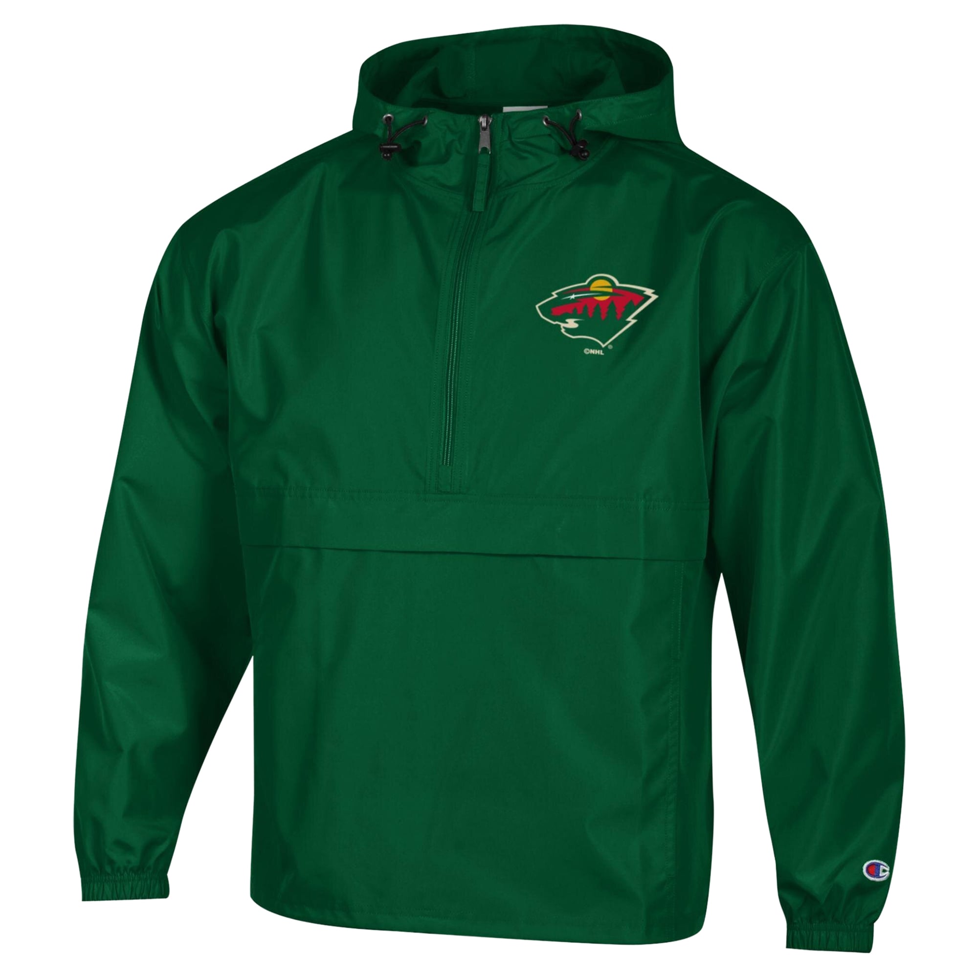 Veste coupe-vent pliable à demi-zip Champion Green Minnesota Wild pour homme