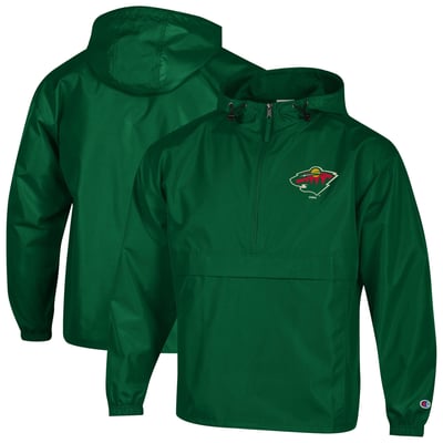  Minnesota Wild Champion Packable Windbreaker Half-Zip Jacket - Green