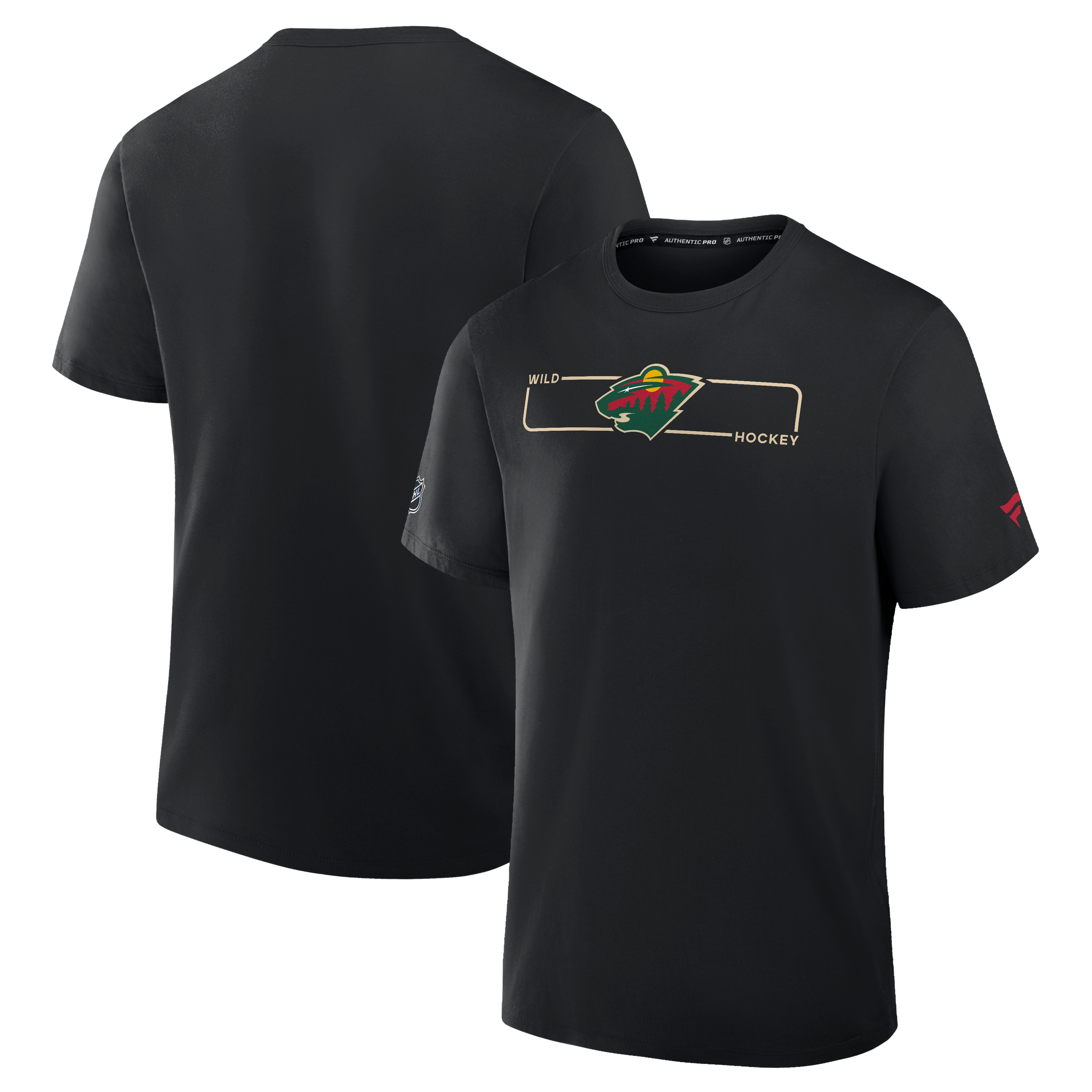 Men's Fanatics Black Minnesota Wild Authentic Pro Primary Logo T-Shirt