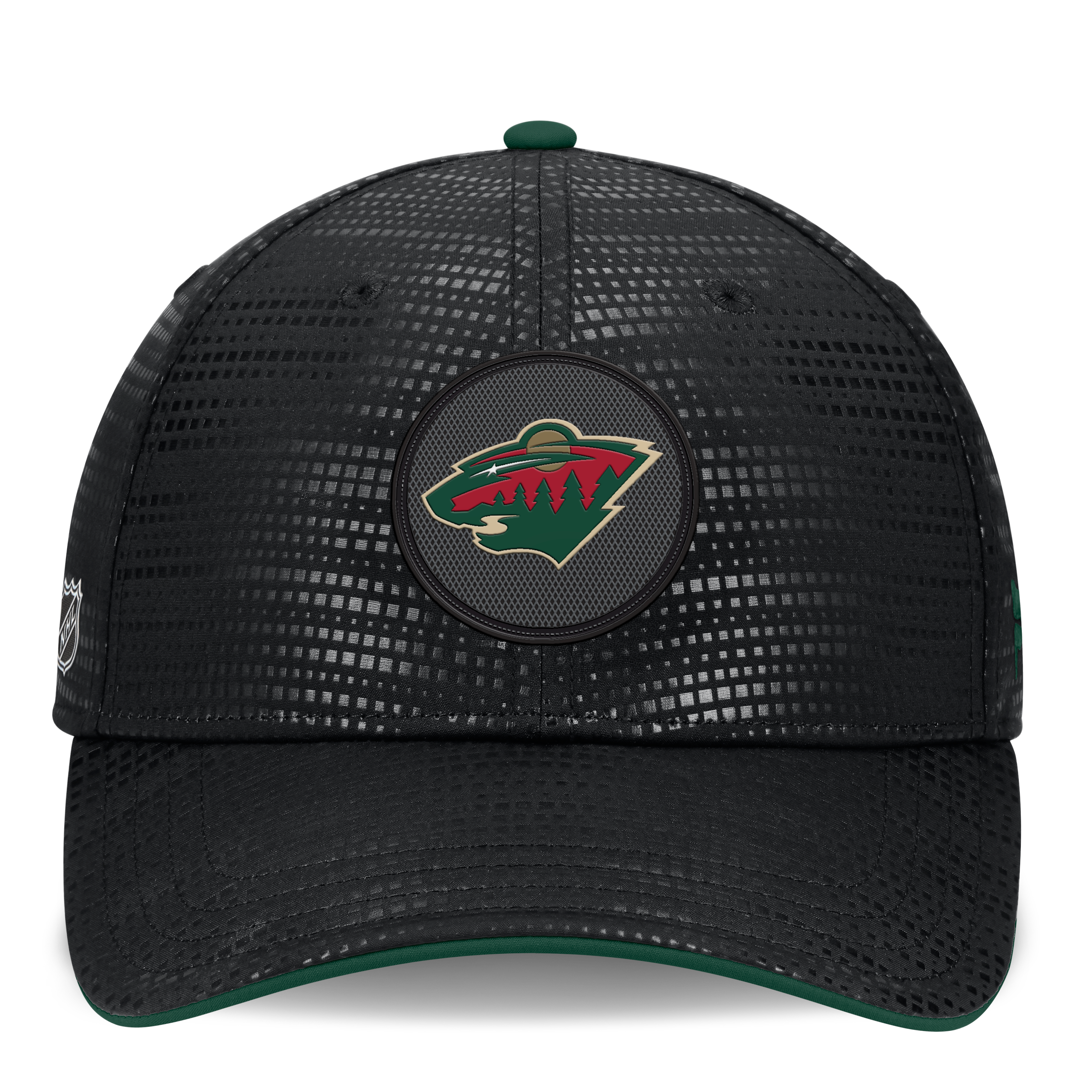 Men's Fanatics Black Minnesota Wild Authentic Pro Rink Debossed Stretch Fit Hat