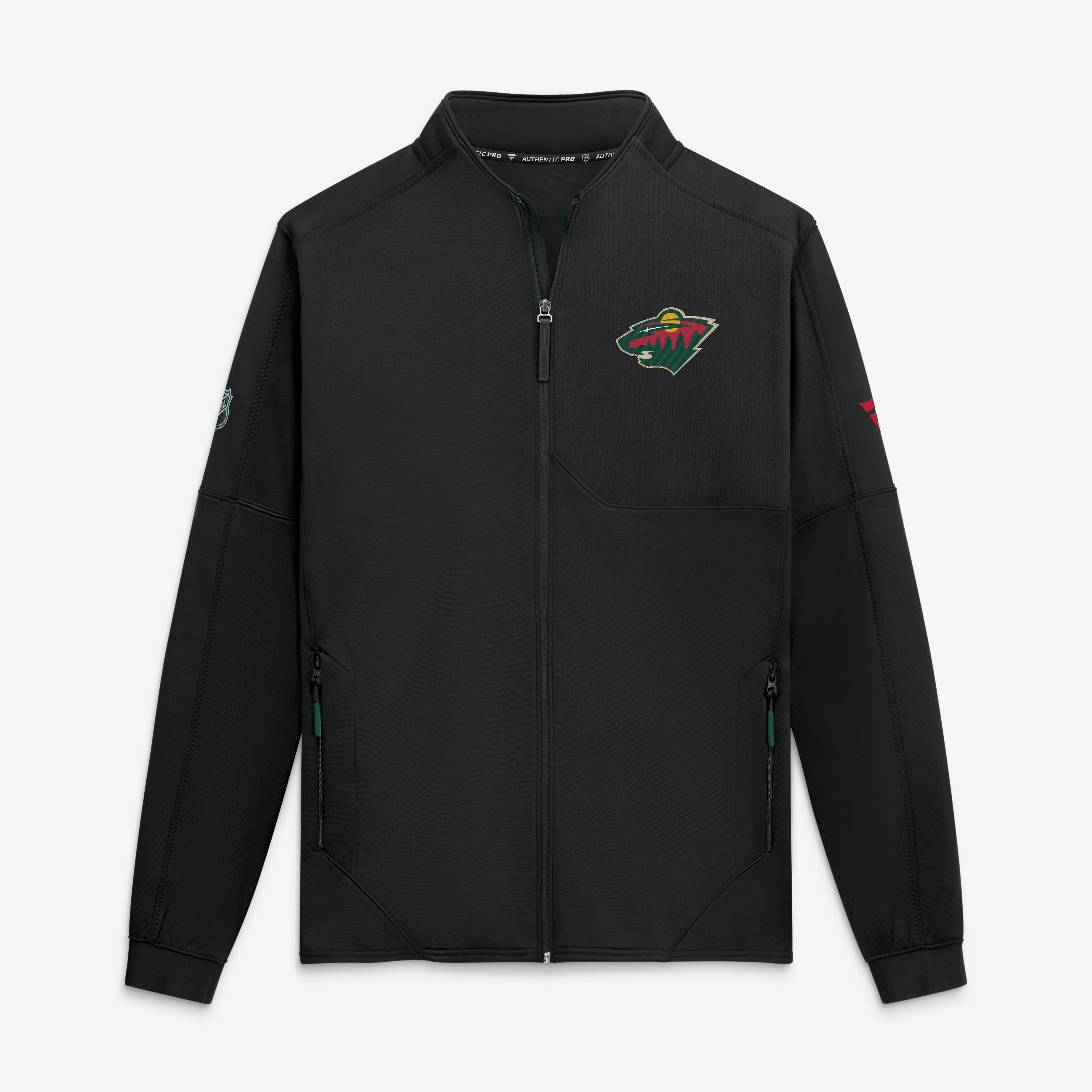 Veste polaire zippée intégrale Fanatics noire Minnesota Wild Authentic Pro Rink pour homme