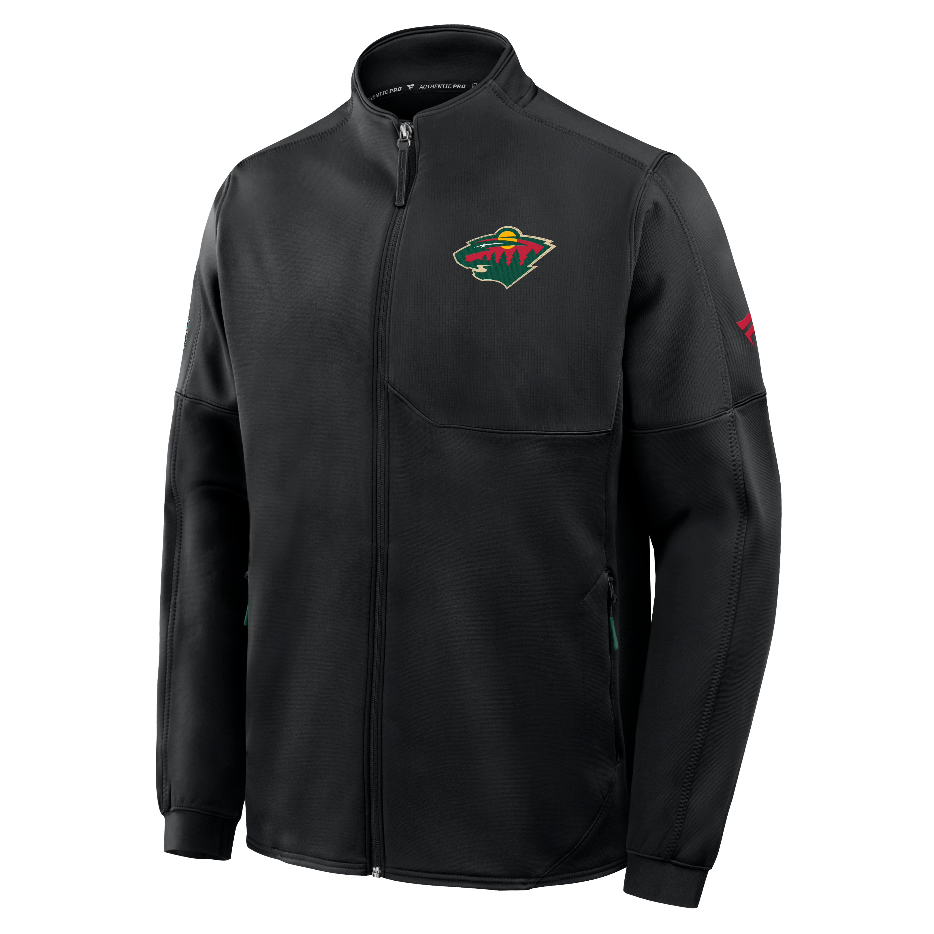 Veste polaire zippée intégrale Fanatics noire Minnesota Wild Authentic Pro Rink pour homme