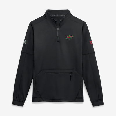 Men's Minnesota Wild Fanatics Black Authentic Pro Rink Fleece Quarter-Zip Pullover