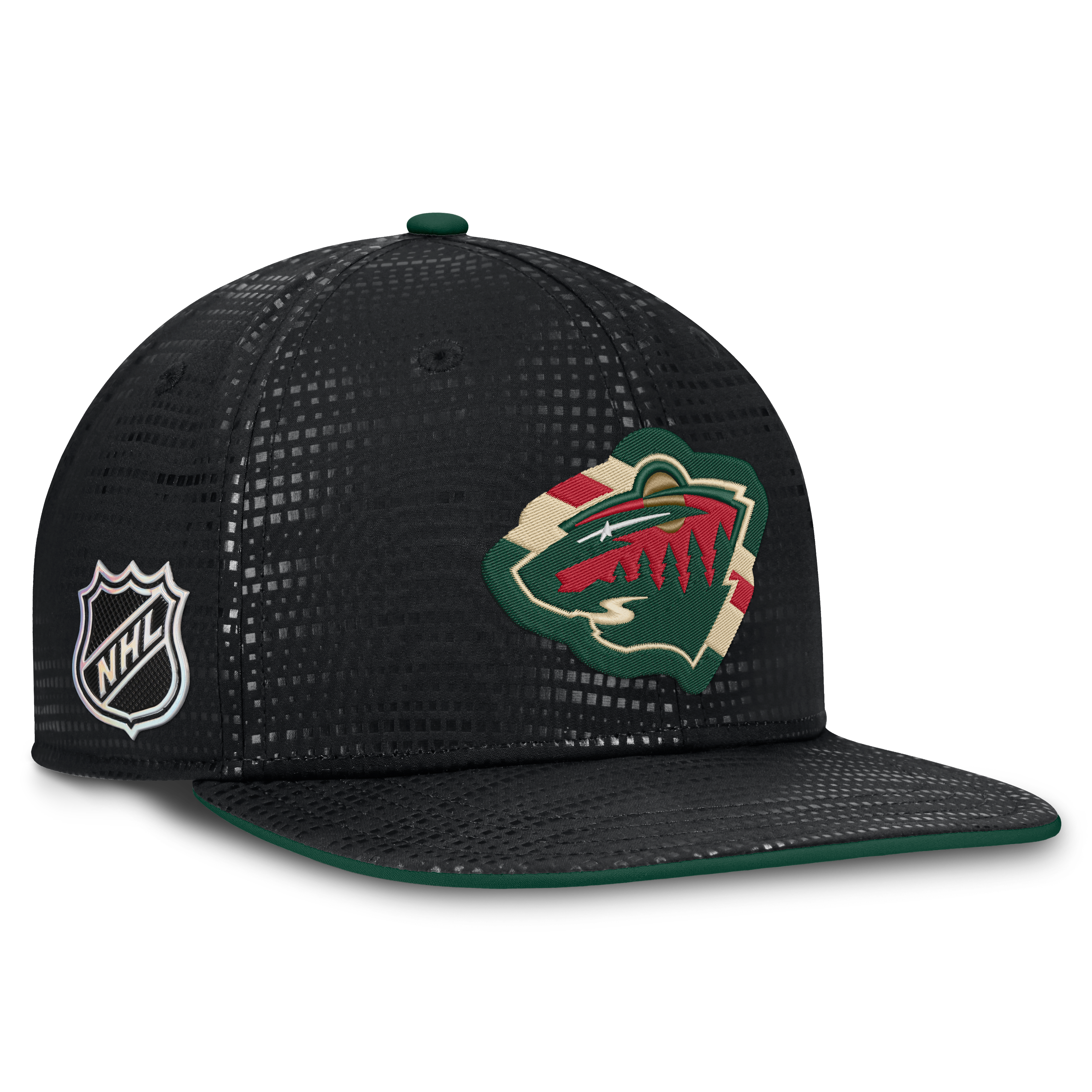 Men's Fanatics Black Minnesota Wild Authentic Pro Rink Square Visor Snapback Hat