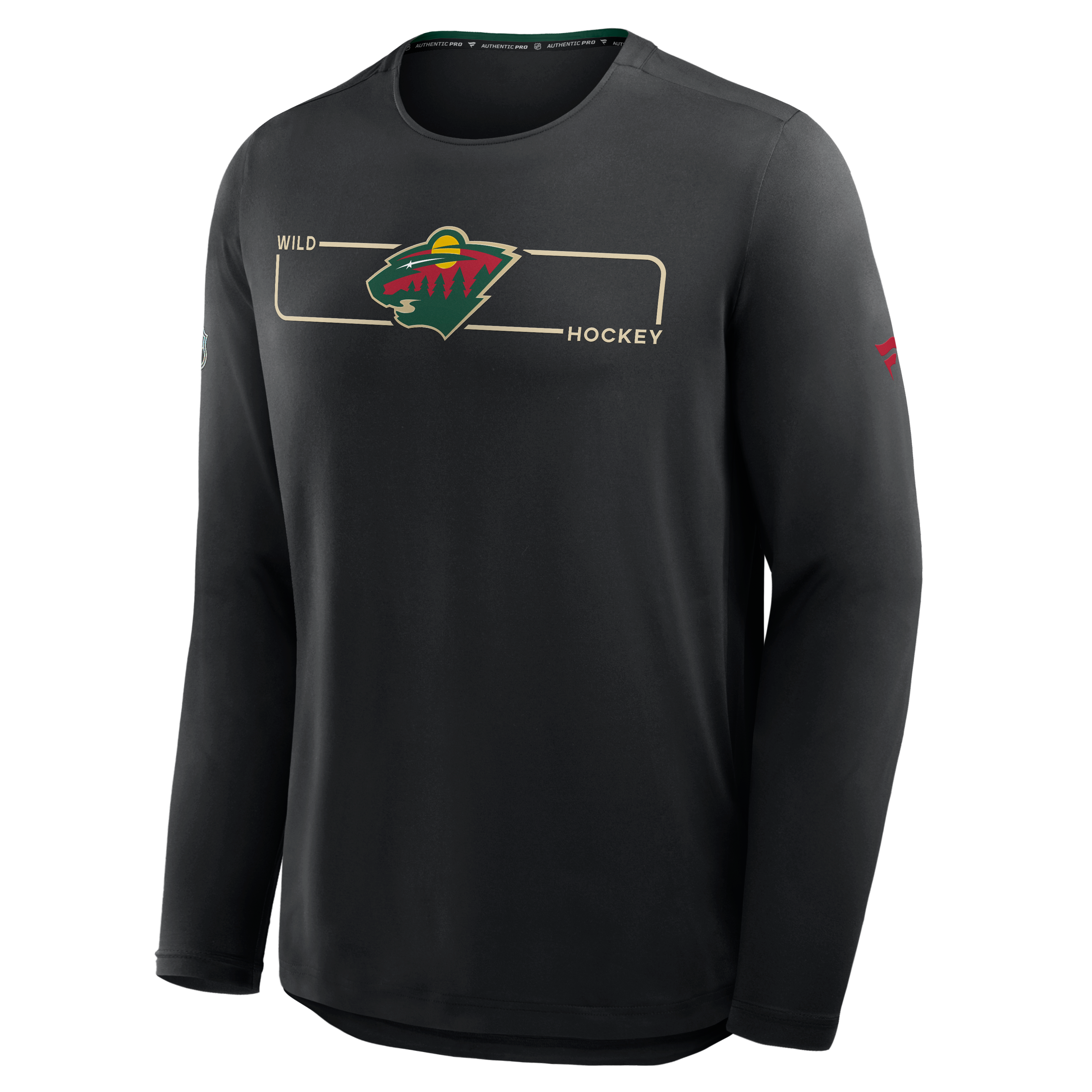 T-shirt à manches longues Fanatics noir Minnesota Wild Authentic Pro Rink Tech pour homme