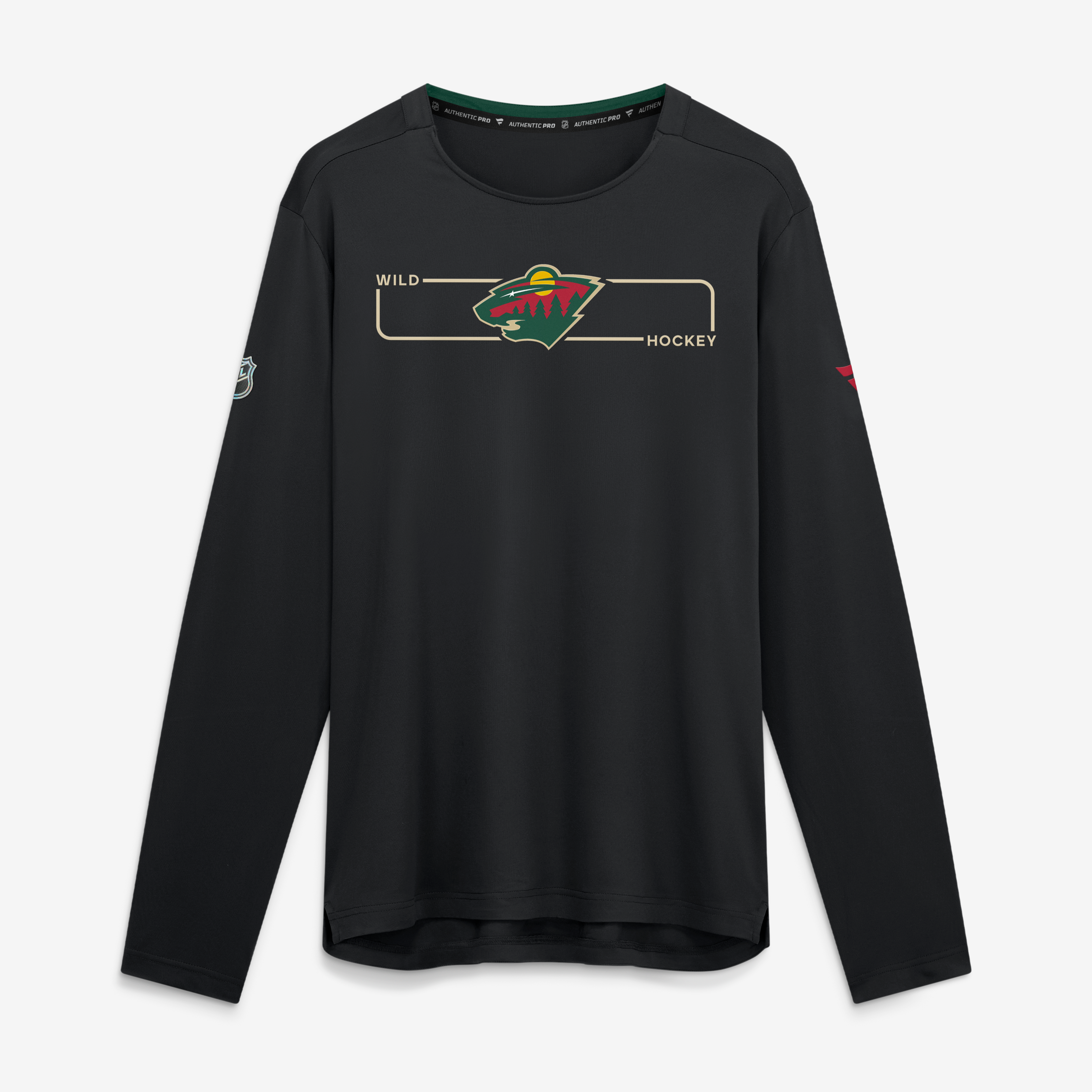 T-shirt à manches longues Fanatics noir Minnesota Wild Authentic Pro Rink Tech pour homme