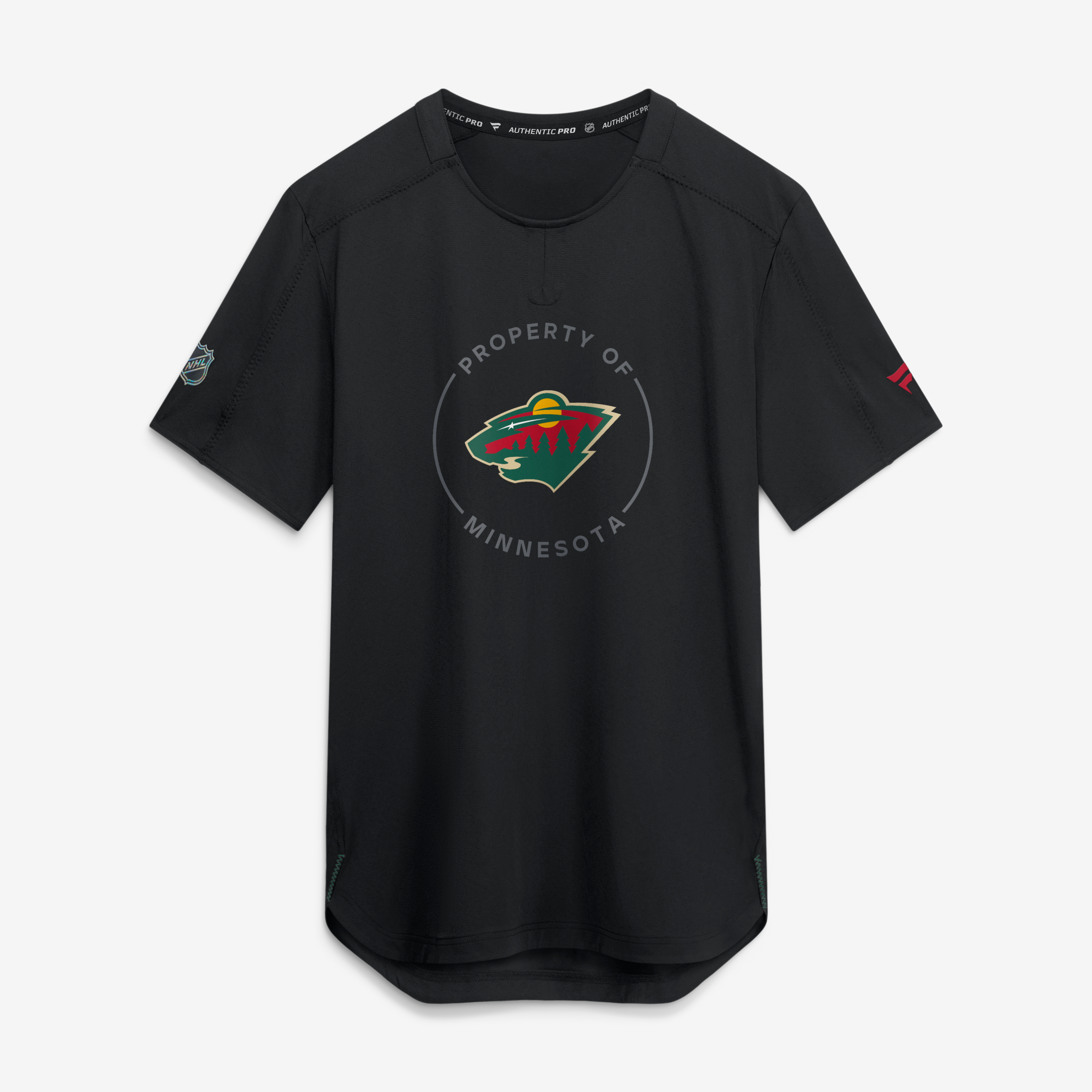 T-shirt de performance authentique Pro Train pour homme Fanatics noir Minnesota Wild