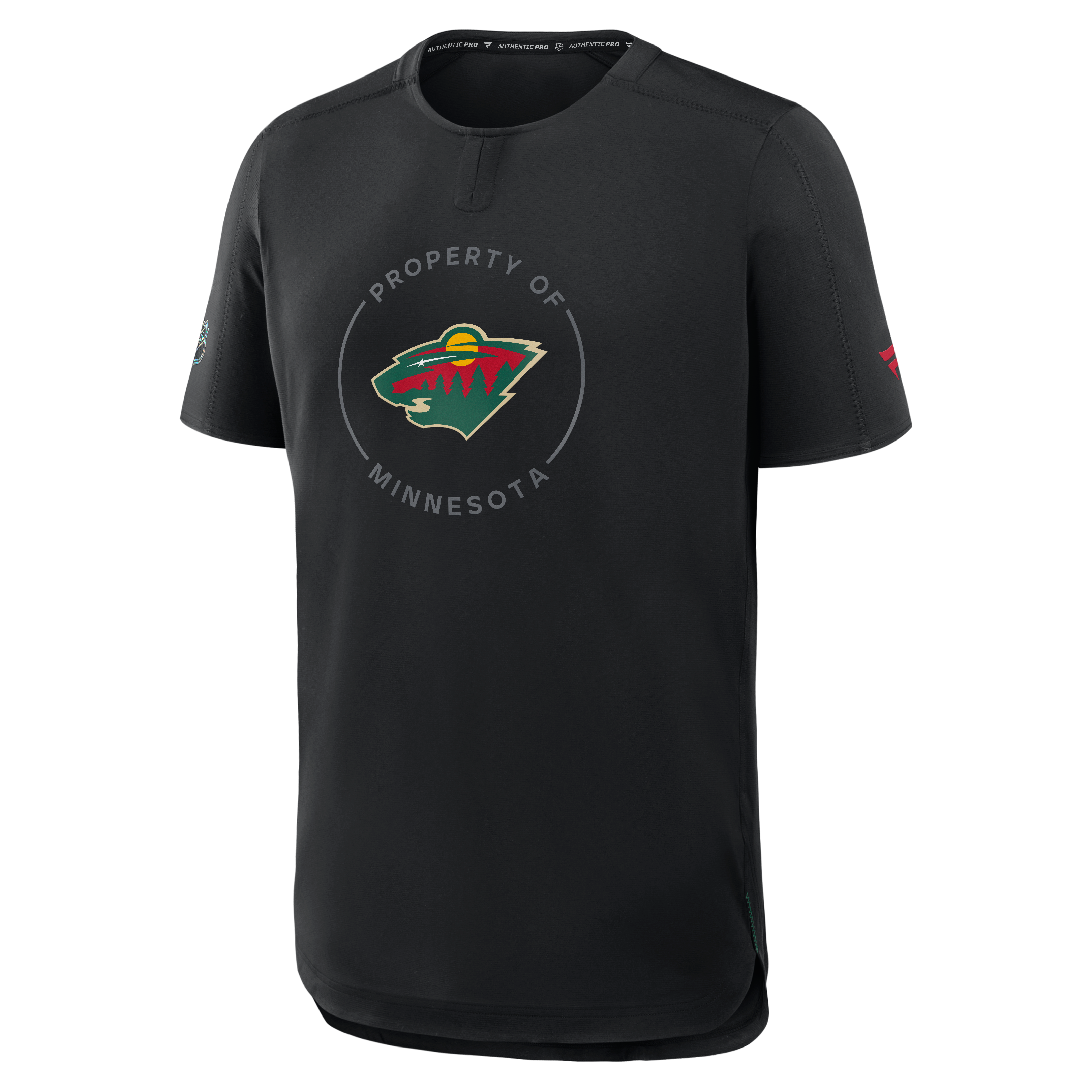 T-shirt de performance authentique Pro Train pour homme Fanatics noir Minnesota Wild