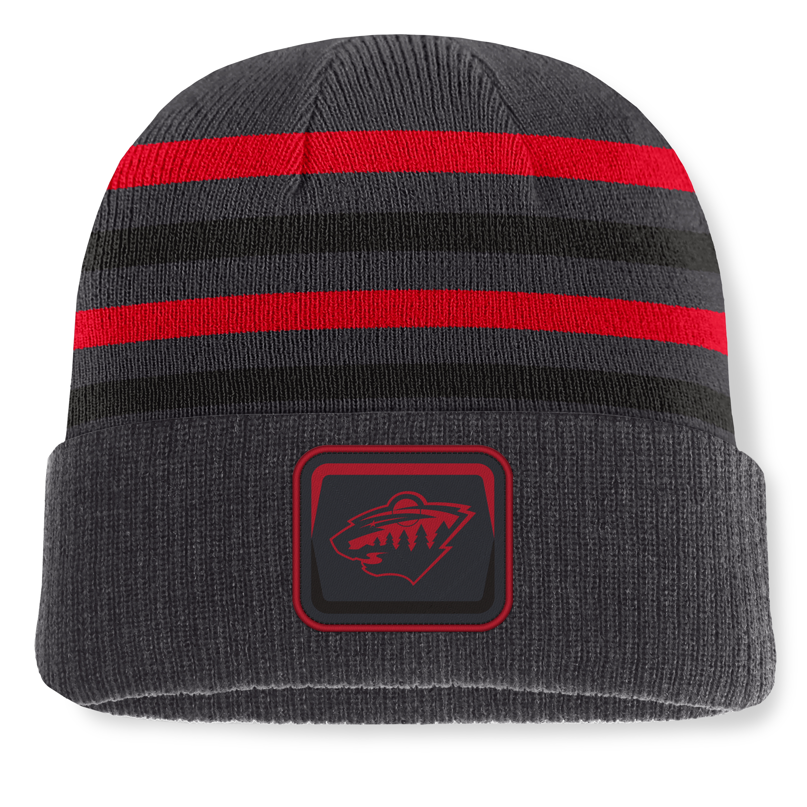 Bonnet à revers rayé à nouage Fanatics noir Minnesota Wild pour homme