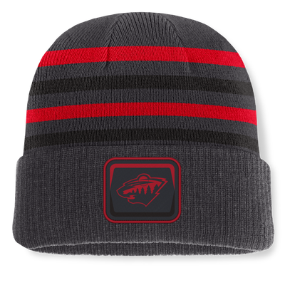 Men's Minnesota Wild Fanatics Black Knurly Stripe Cuffed Knit Hat
