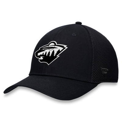 Men's Minnesota Wild  Fanatics Black Tonal Meshback Stretch Hat