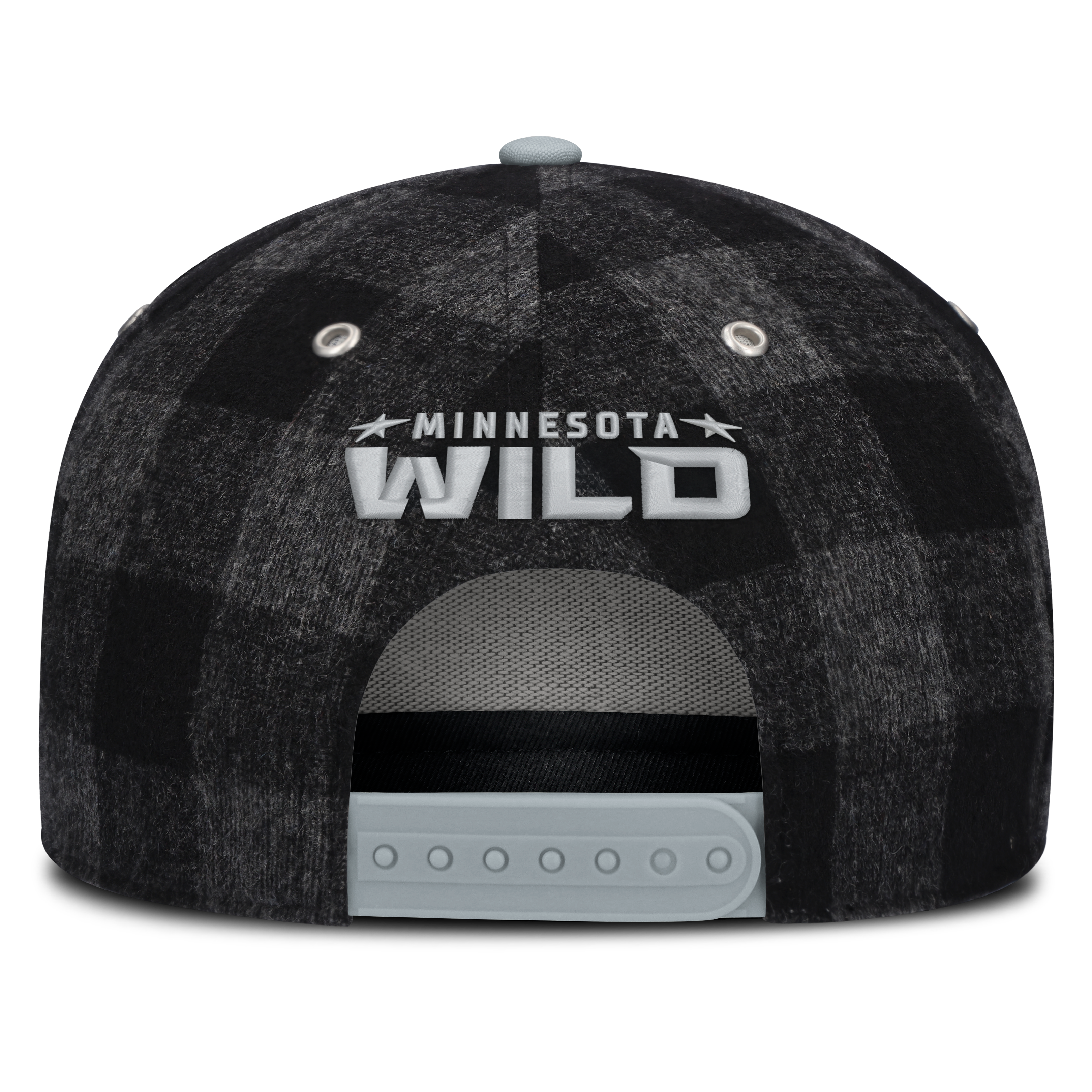Men's Fanatics Black/Gray Minnesota Wild Huntsman Plaid A-Frame Adjustable Hat